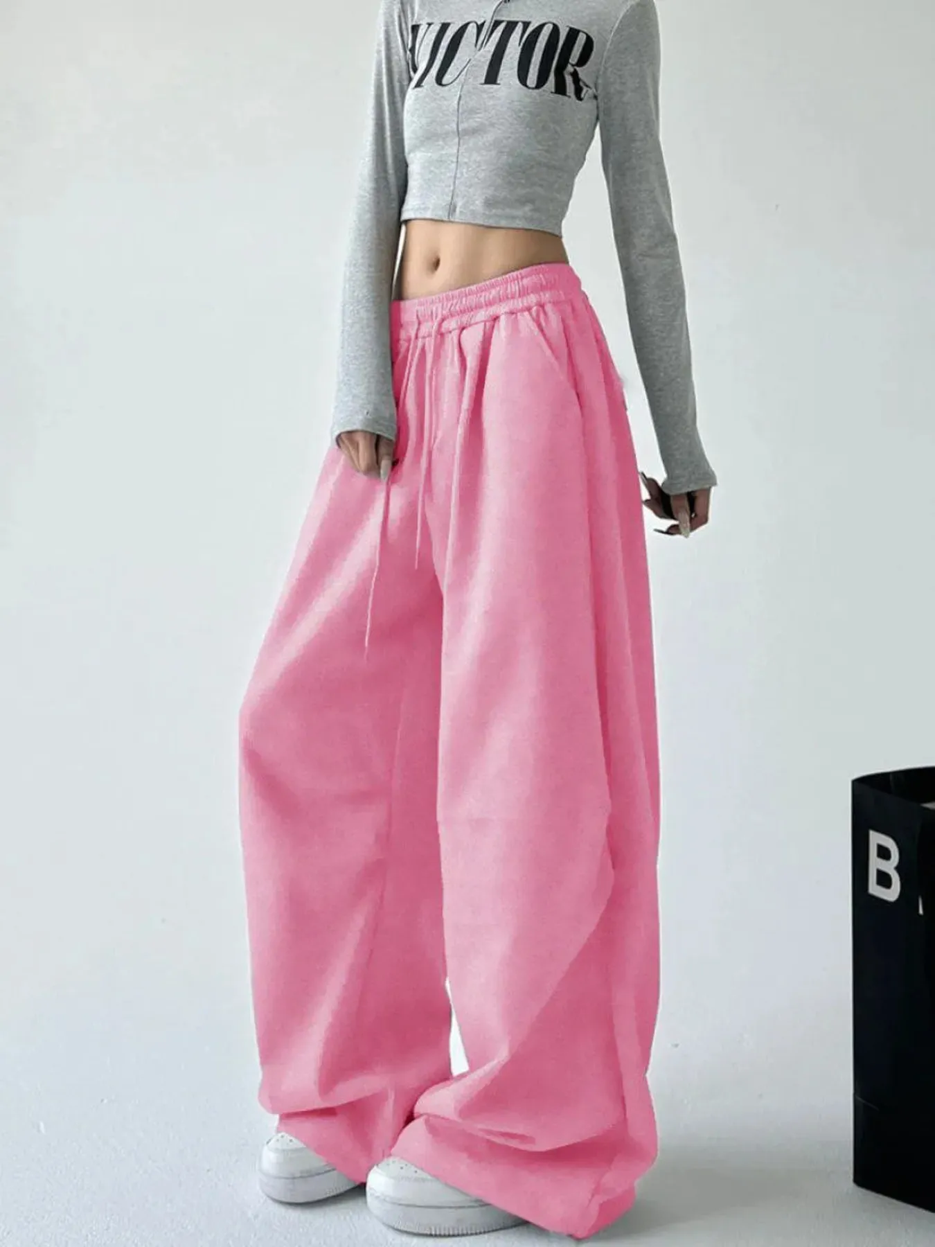 Oversized Wide Leg Drawstring Pants - Image 11
