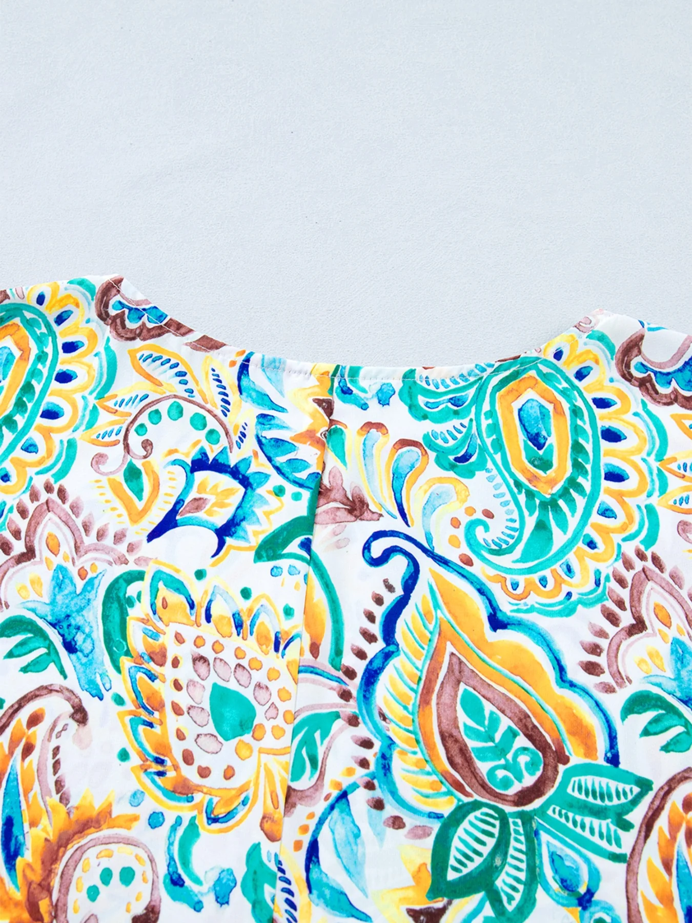 Paisley Floral Printed Puff Sleeve Blouse - Image 6