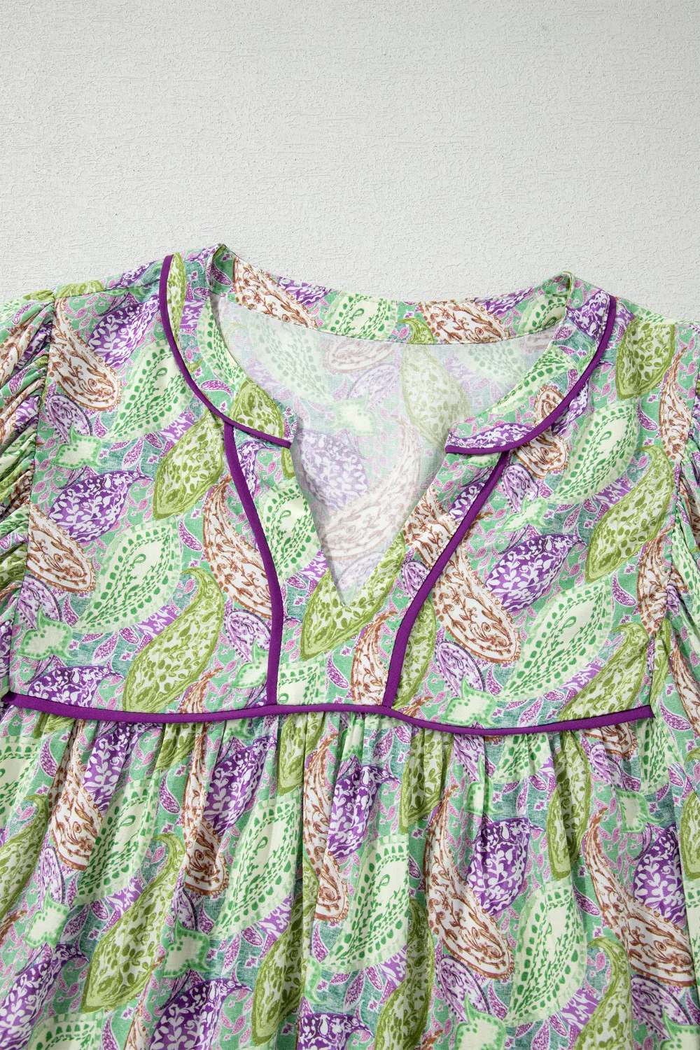Paisley Print Half Puff Sleeve Blouse - Image 5