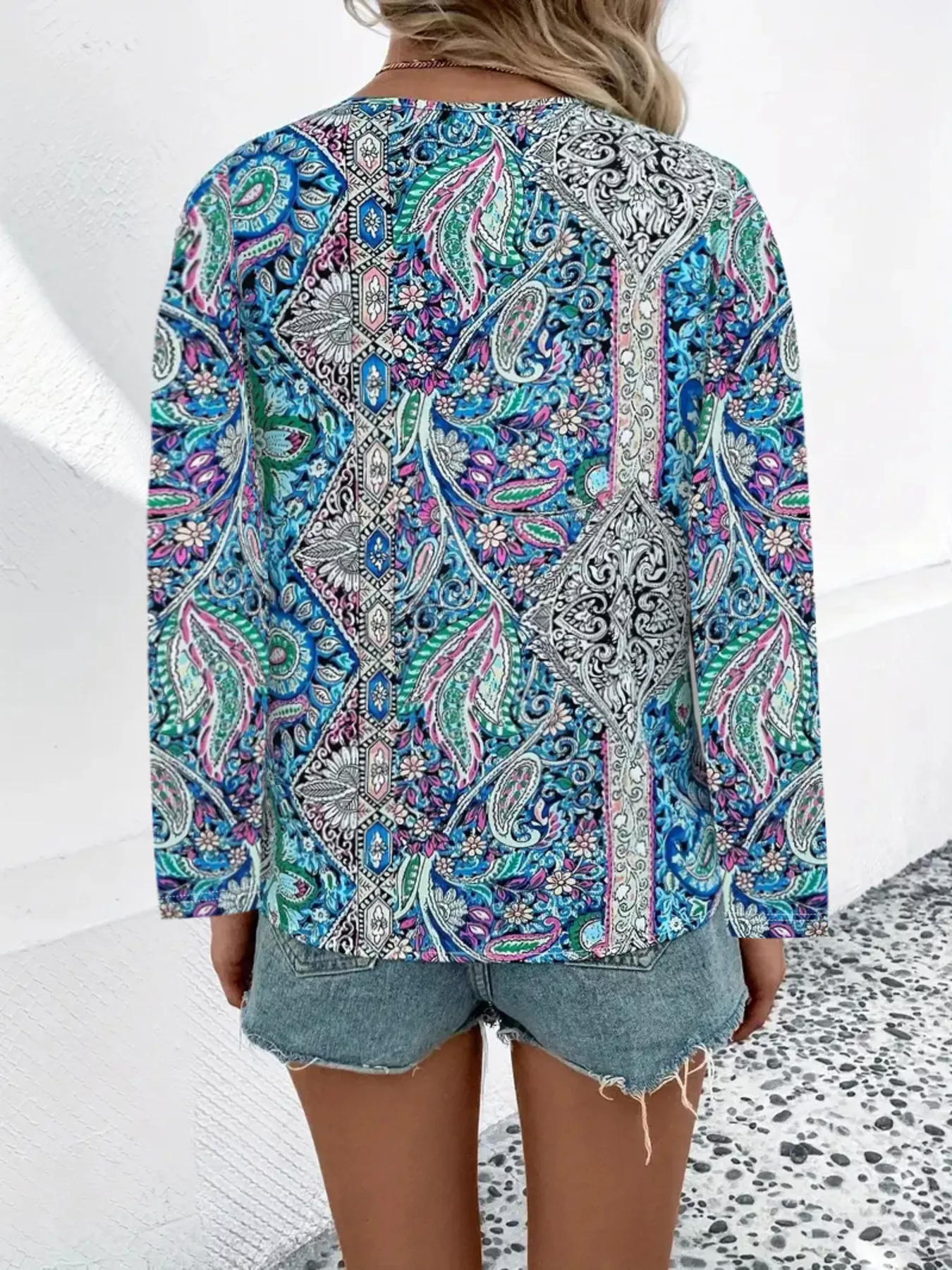Paisley Print Long Sleeve Blouse - Image 9