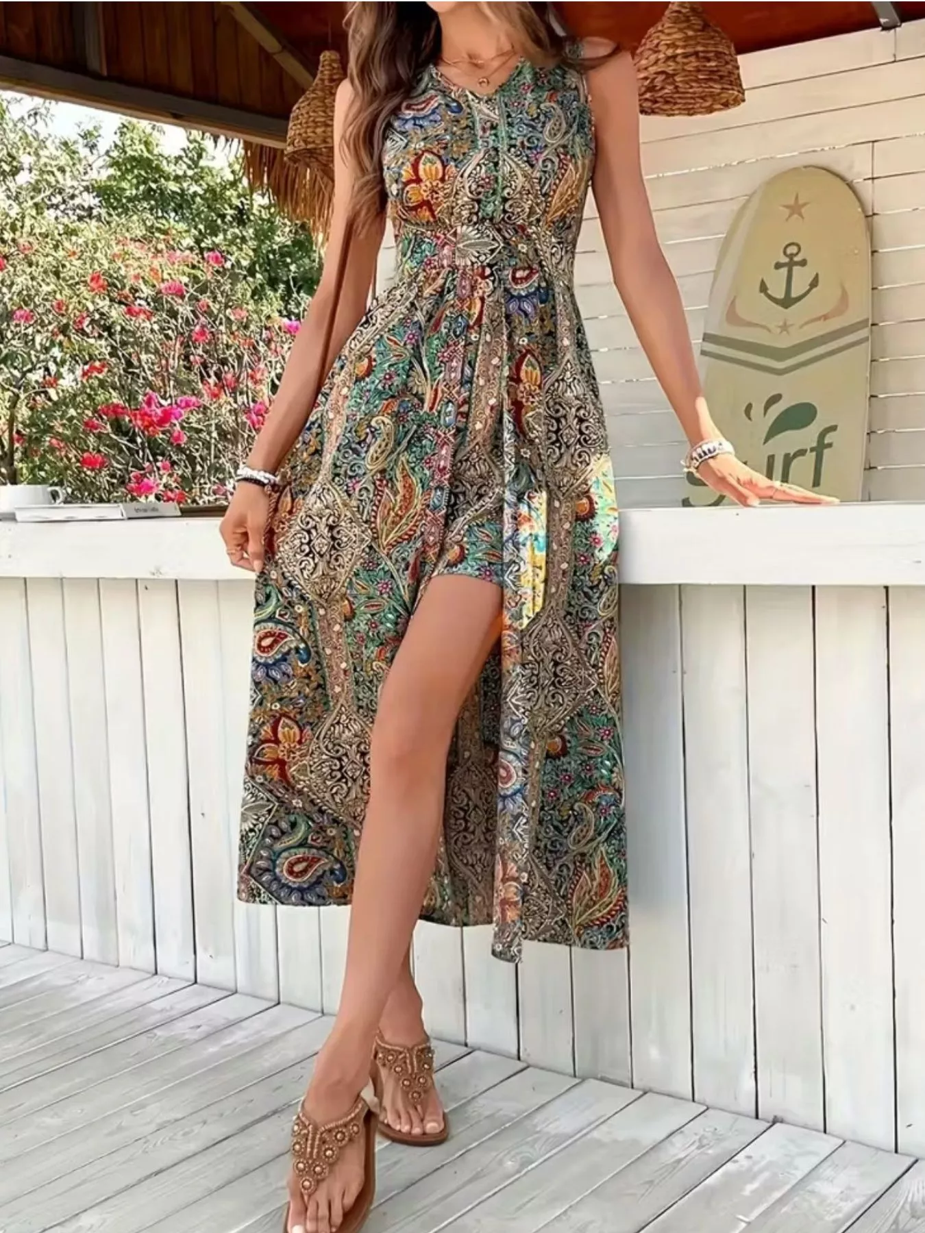 Paisley Print Sleeveless Romper - Image 13