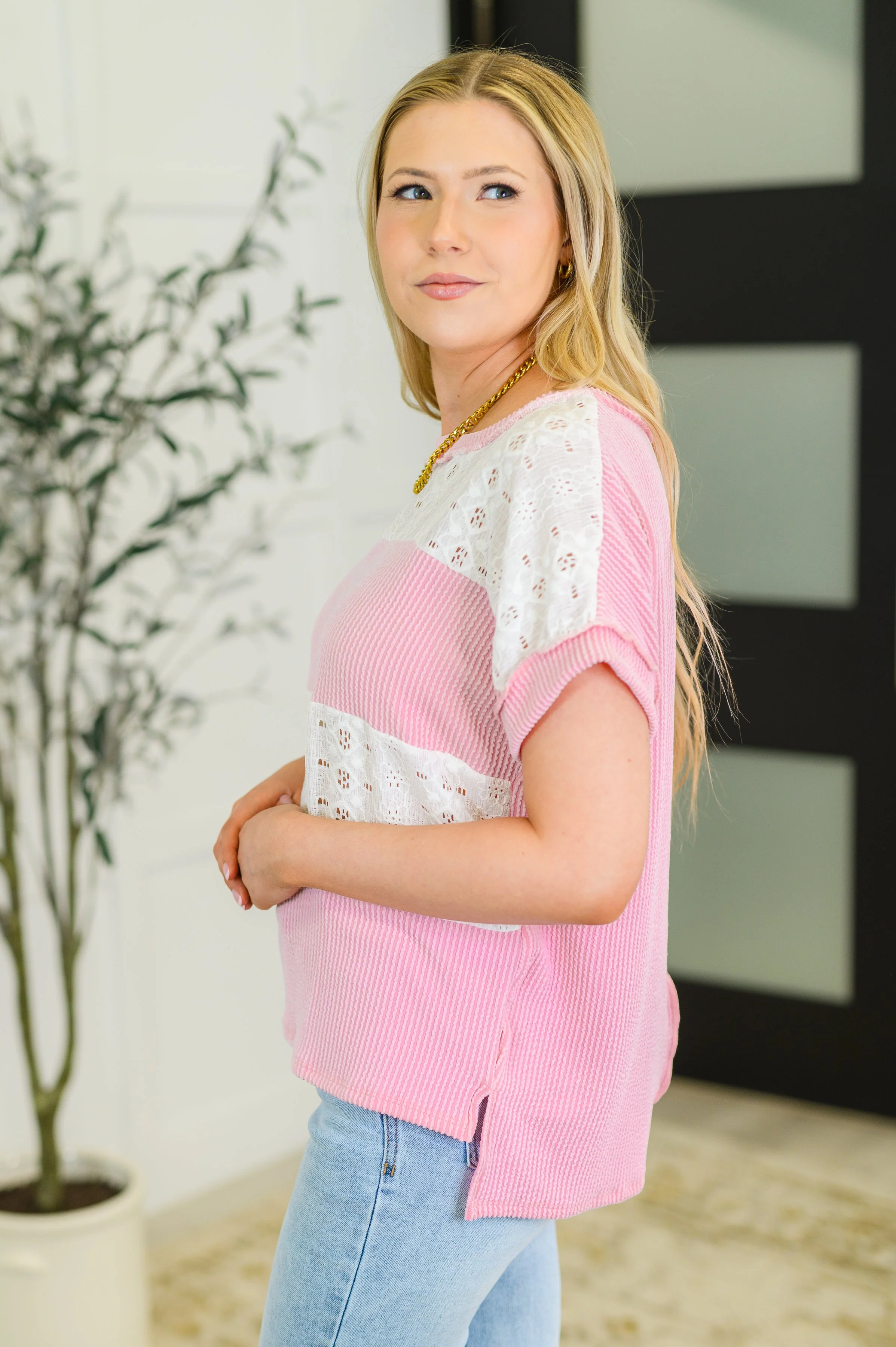 Parlour Picnic Color Block Knit Top in Pink - Image 4