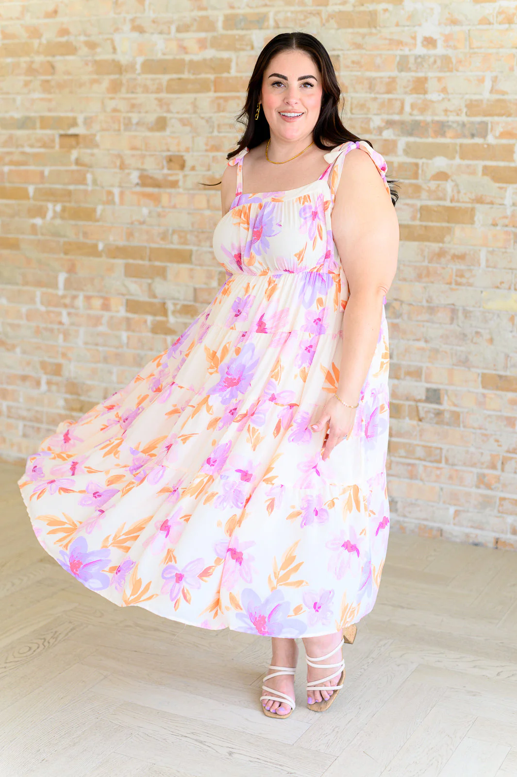 Pastel Petals Floral Midi Dress - Image 2