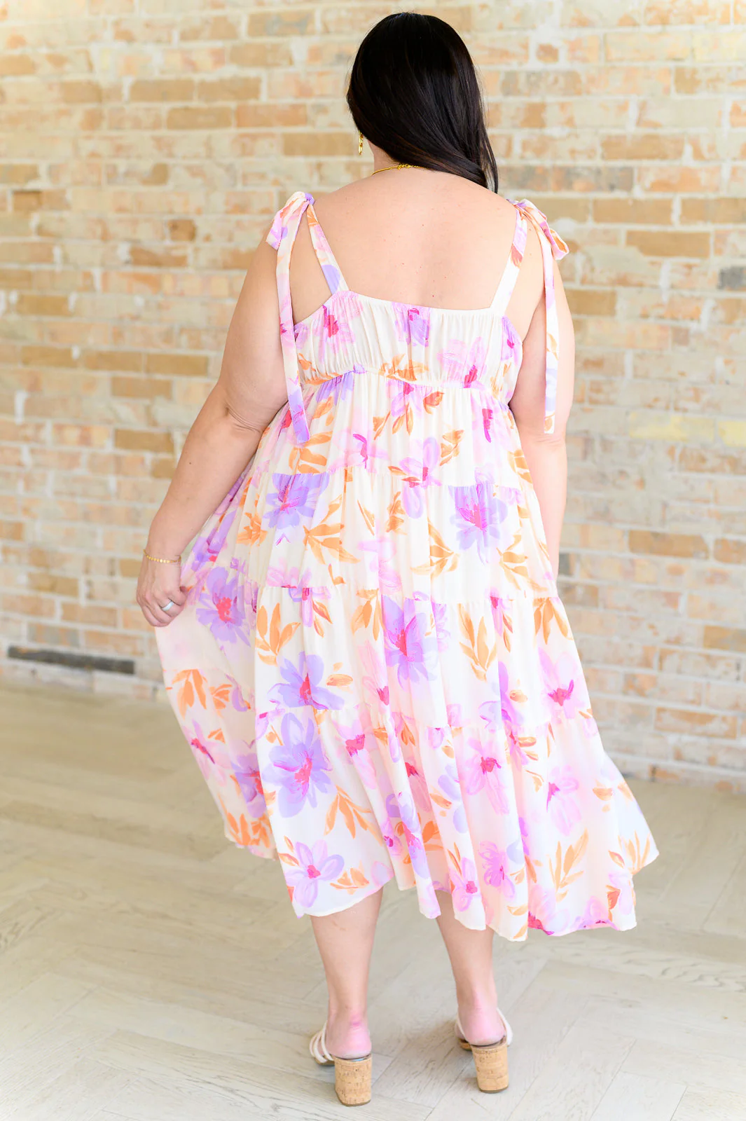 Pastel Petals Floral Midi Dress - Image 6