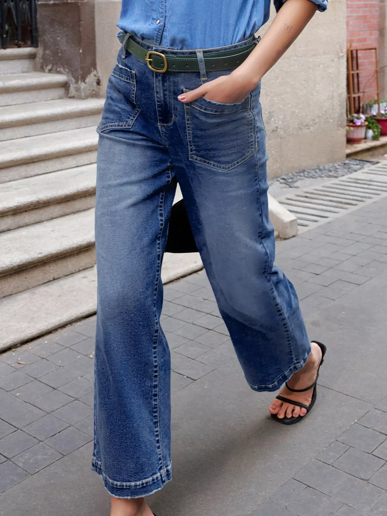 Patch Pocket Shift Jeans - Image 4