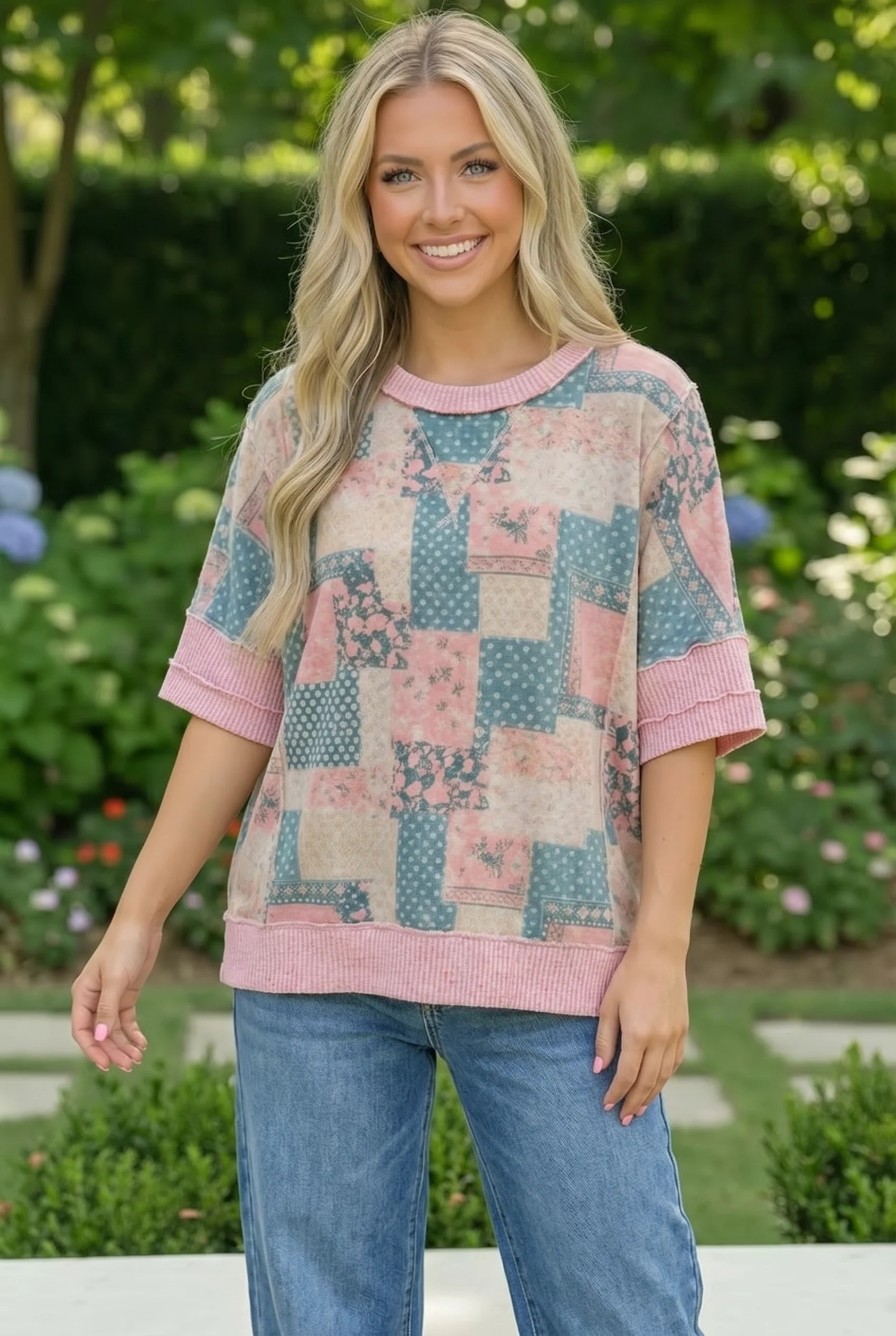 Patchwork Dreams Short Sleeve Top - Image 4