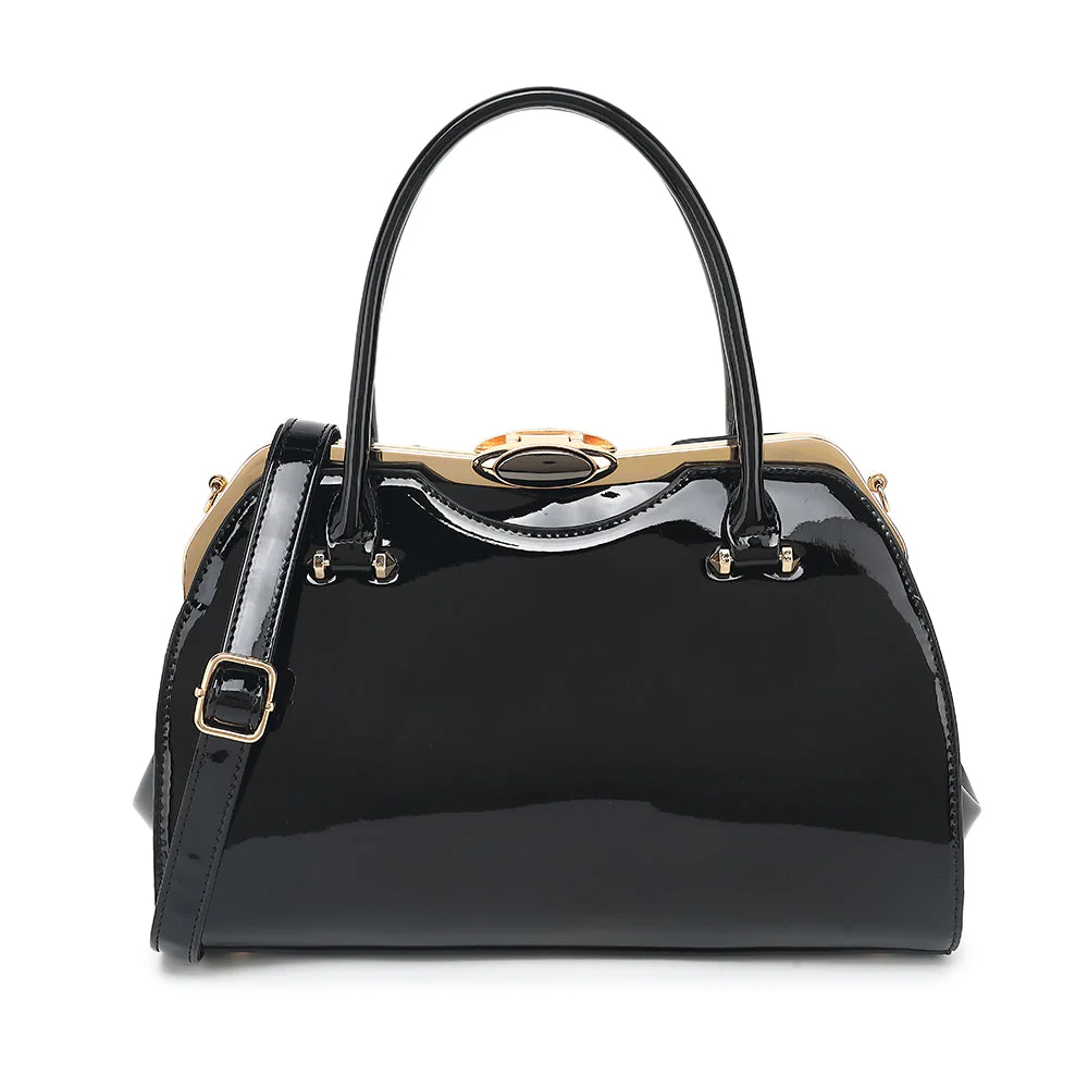 Patent Leather Frame Satchel - Image 2