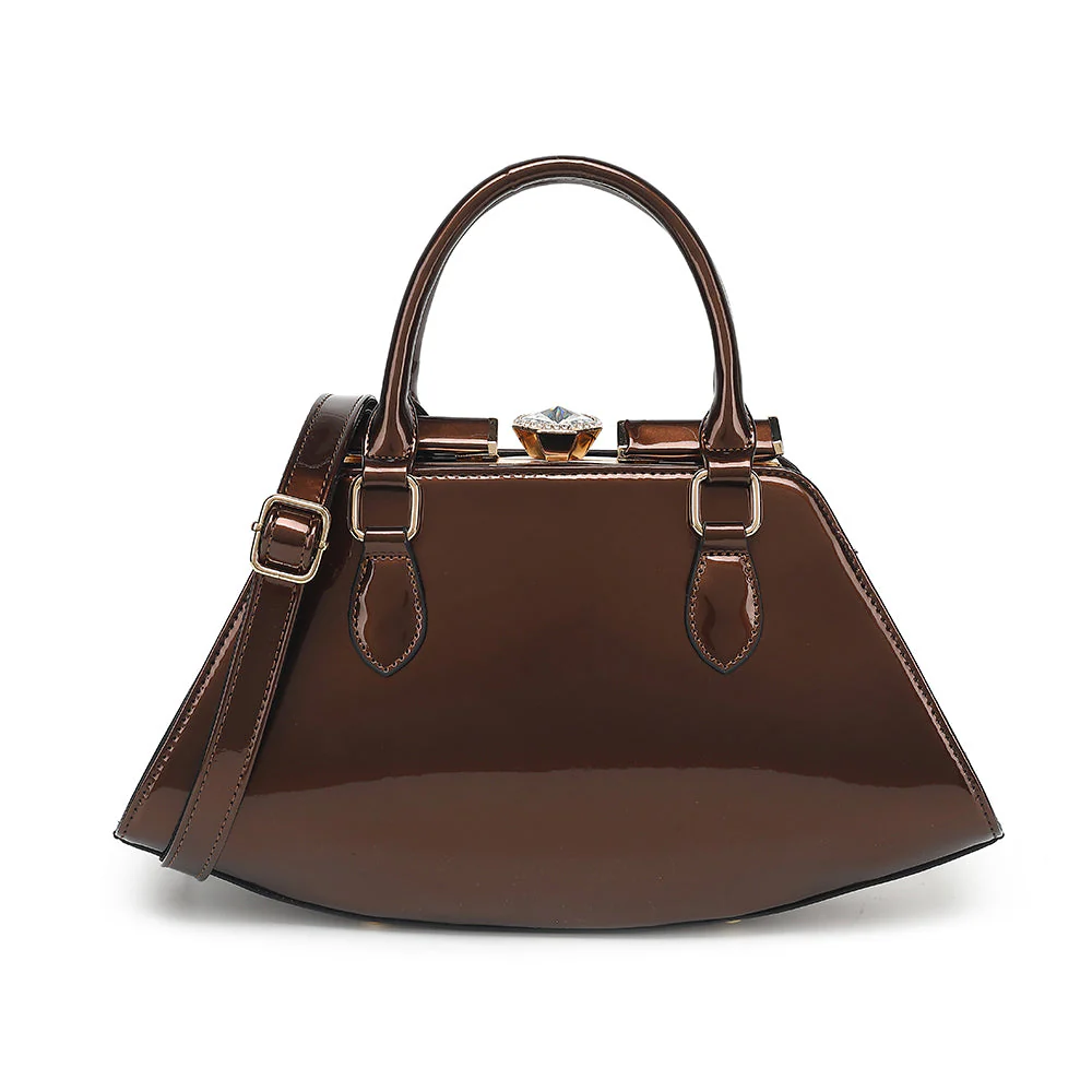 Patent Leather Frame Satchel - Image 2