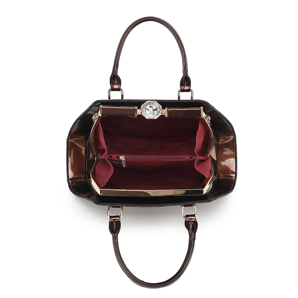 Patent Leather Frame Satchel - Image 5