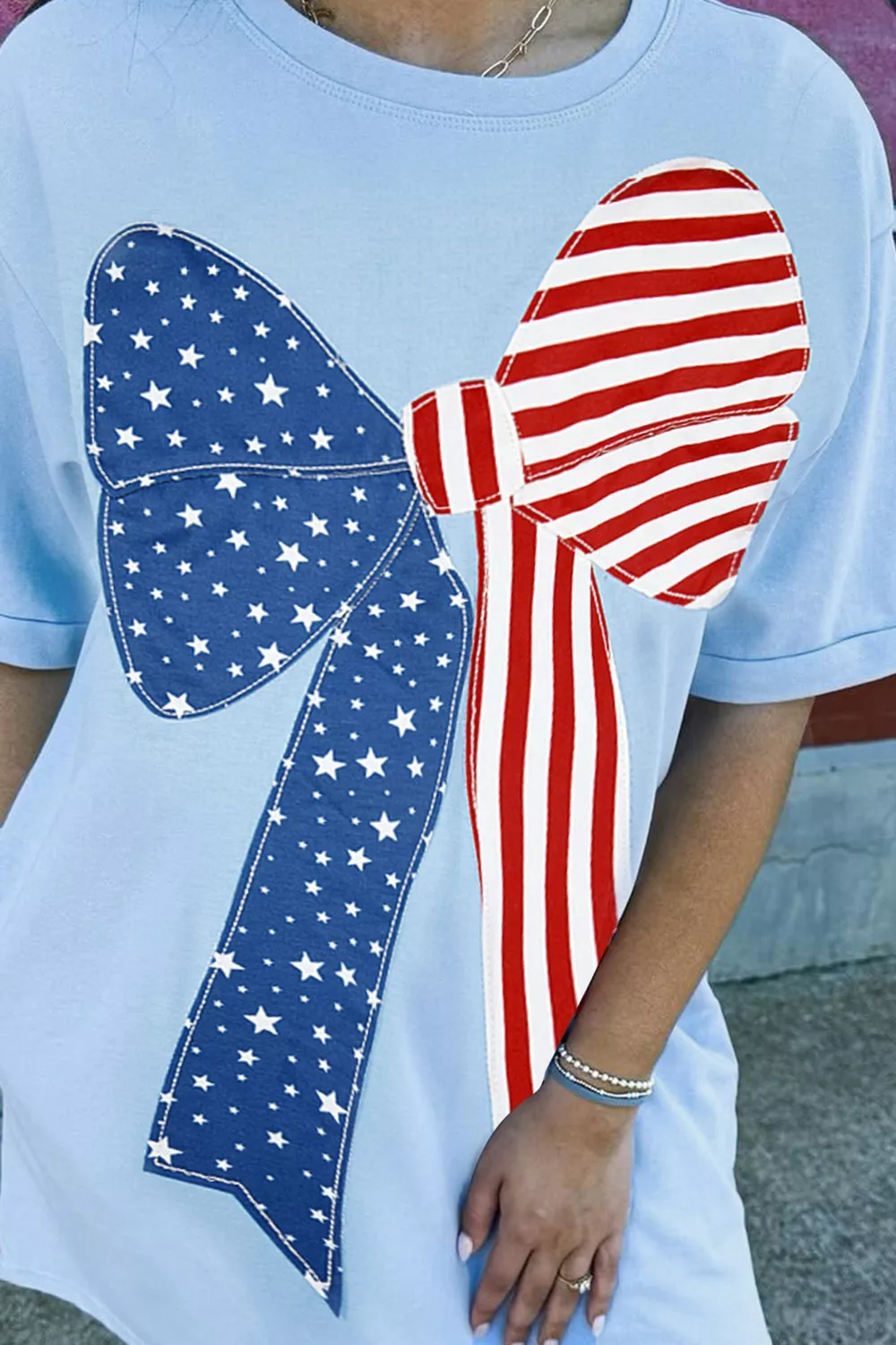 Patriotic Bow Graphic T-Shirt Dress - Image 4