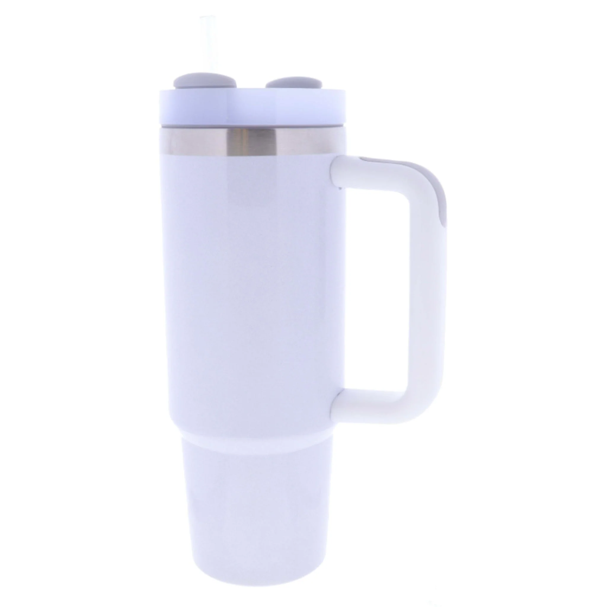 Pearl White 30 Oz. Tumbler With Straw and Handle