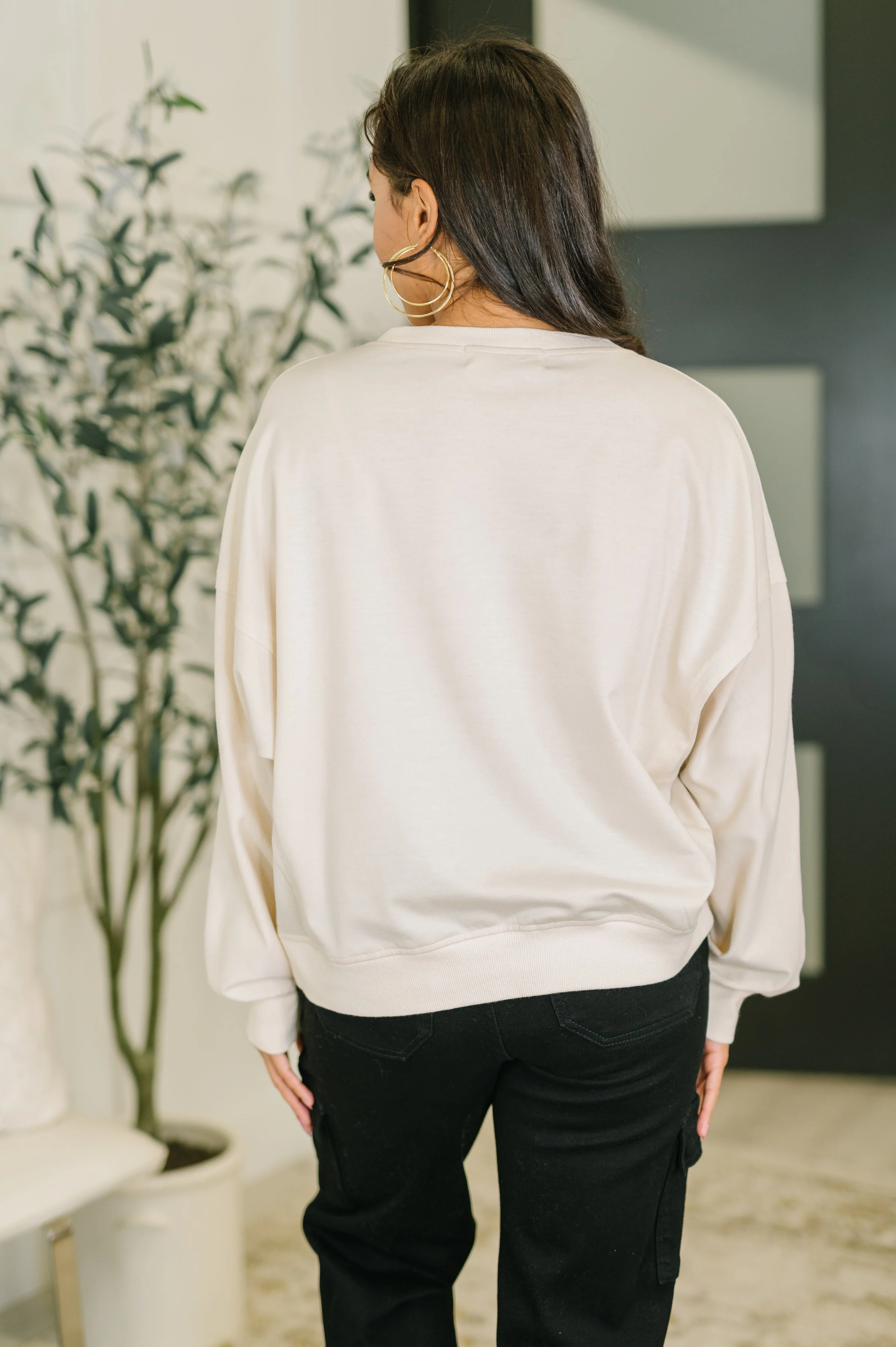 Petal Poise Floral Applique Pullover in Neutral - Image 5