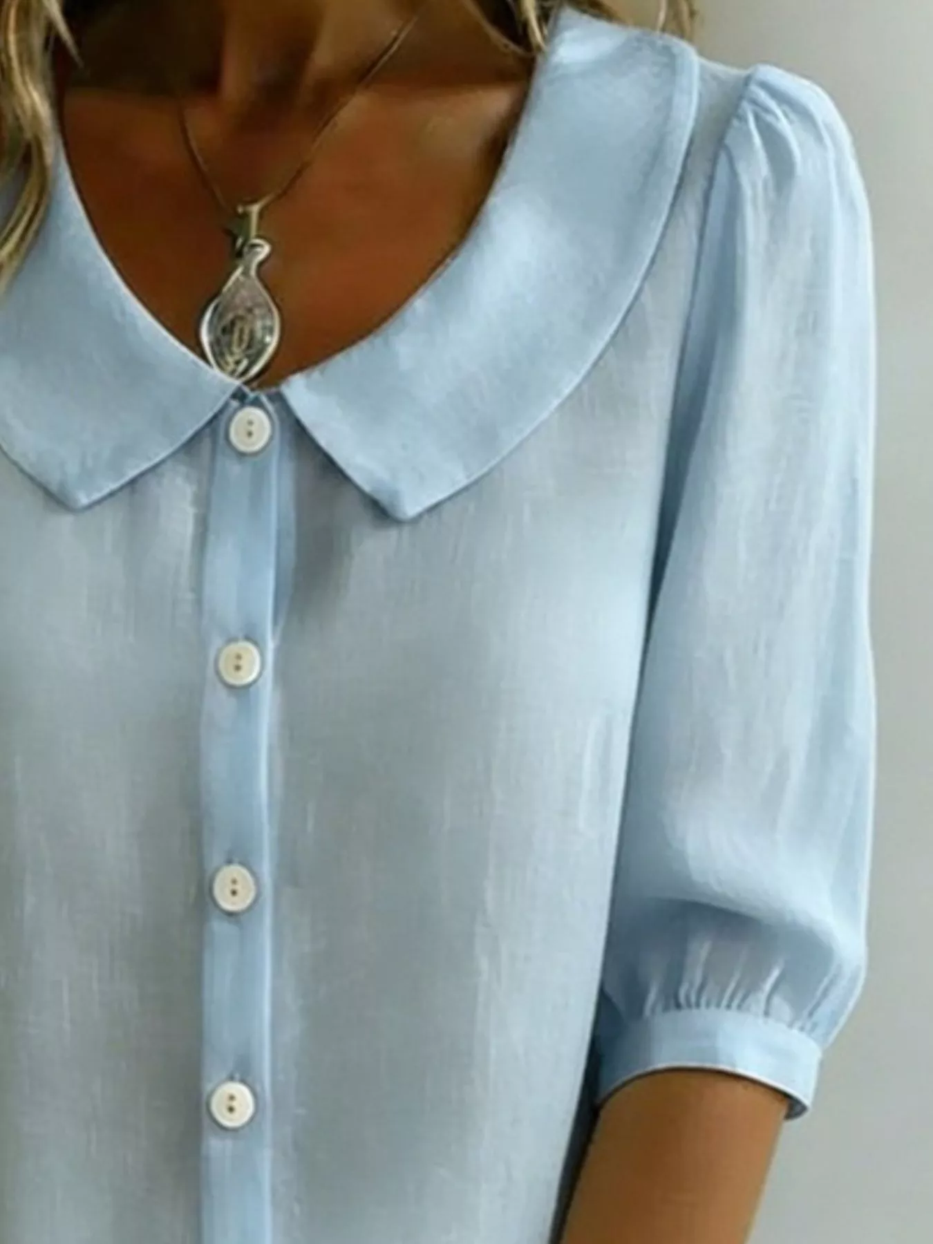 Peter Pan Collar Puff Sleeve Shirt - Image 8