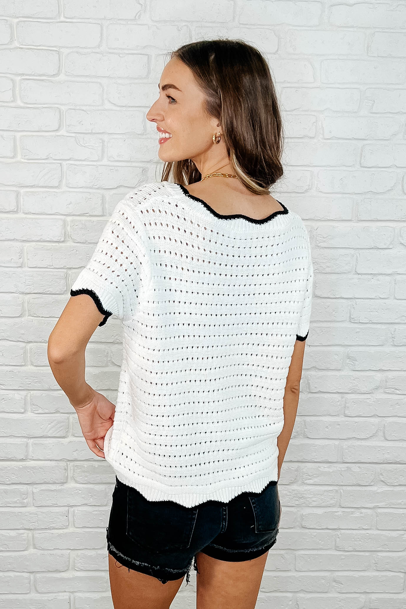 Pinkies Up Knit Top in White - Image 4