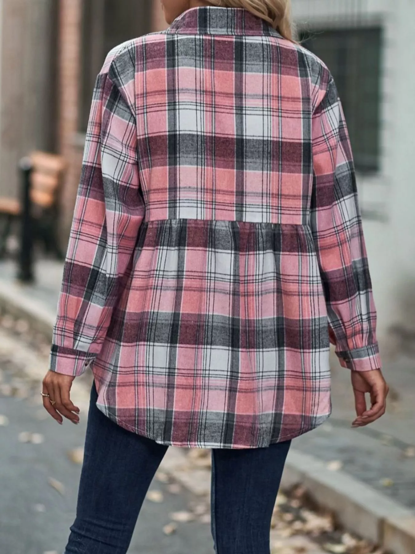 Plaid Button-Down Long Sleeve Shirt - Image 21