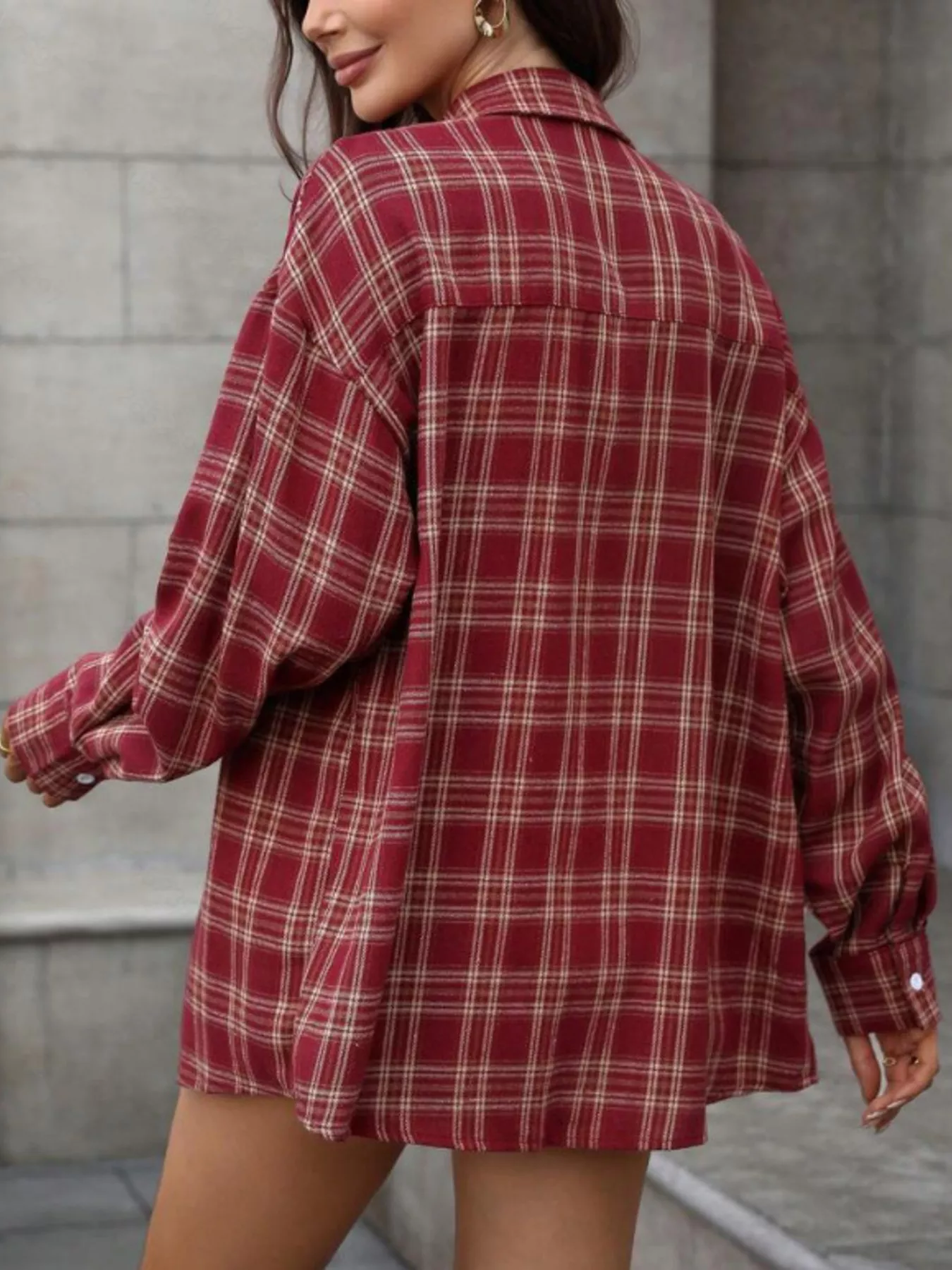 Plaid Button-Down Long Sleeve Shirt - Image 4