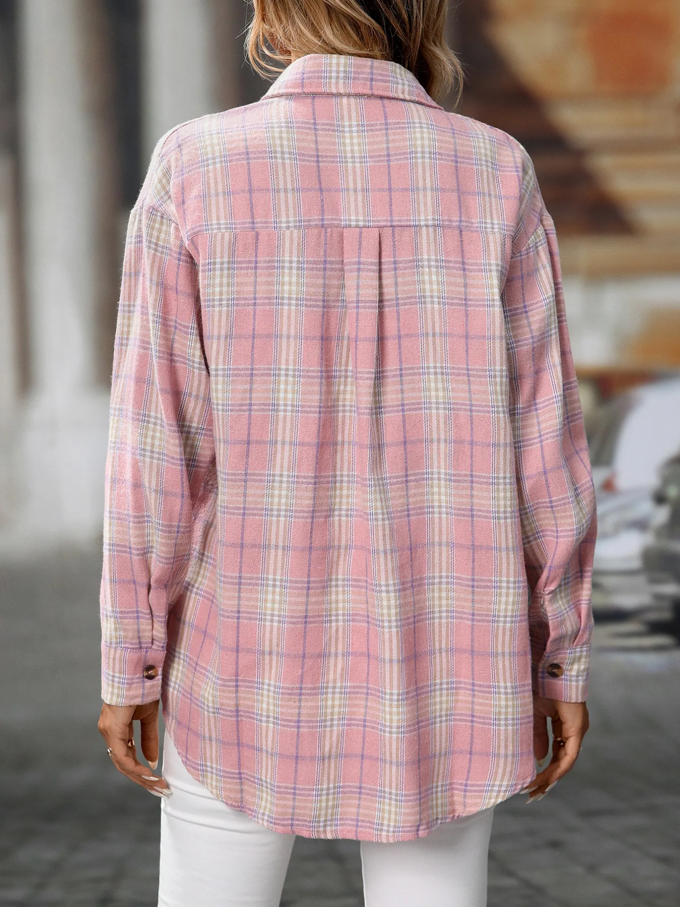 Plaid Button-Down Oversized Shirt - Image 20