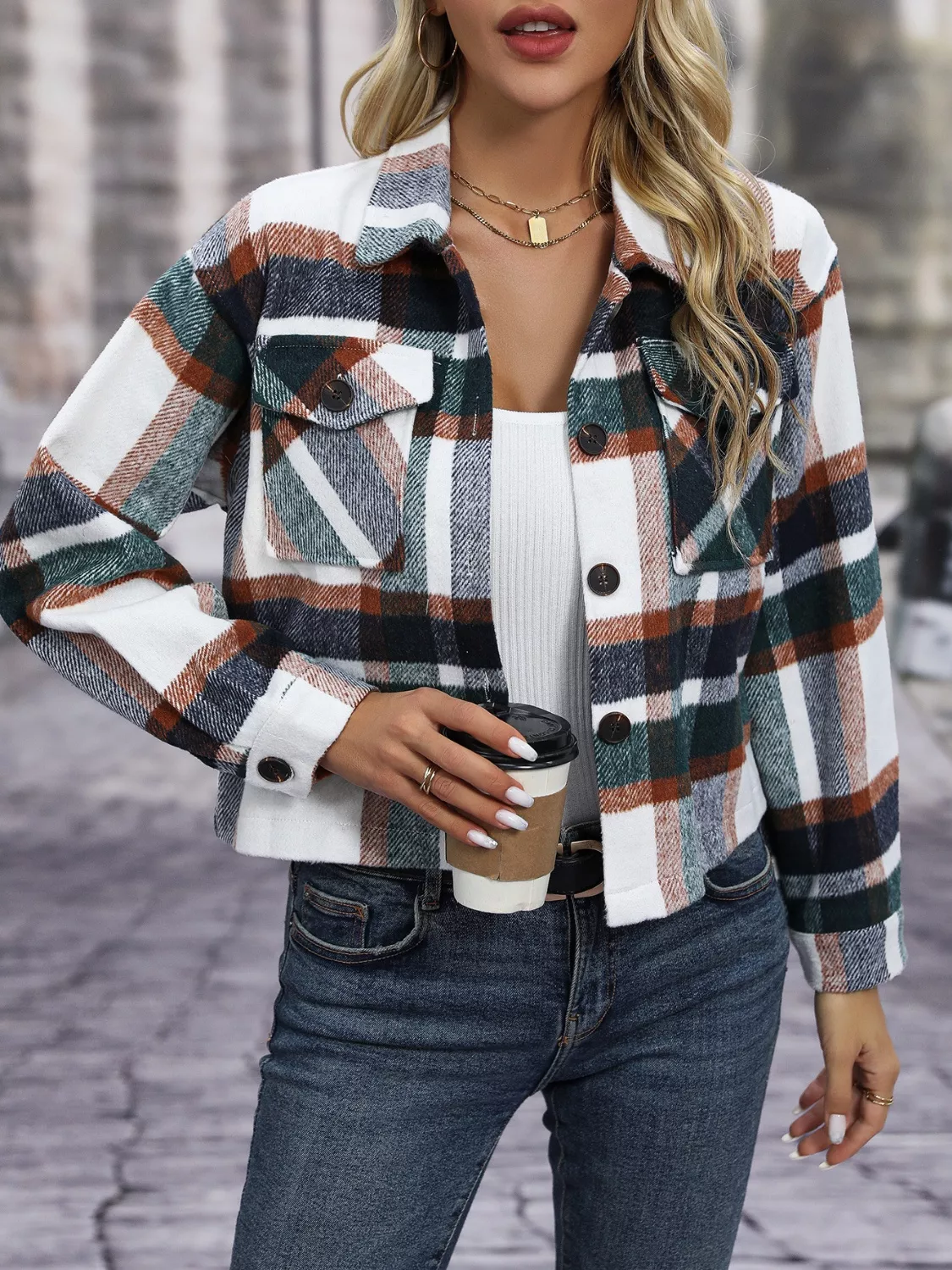 Plaid Button-Up Jacket - Image 7