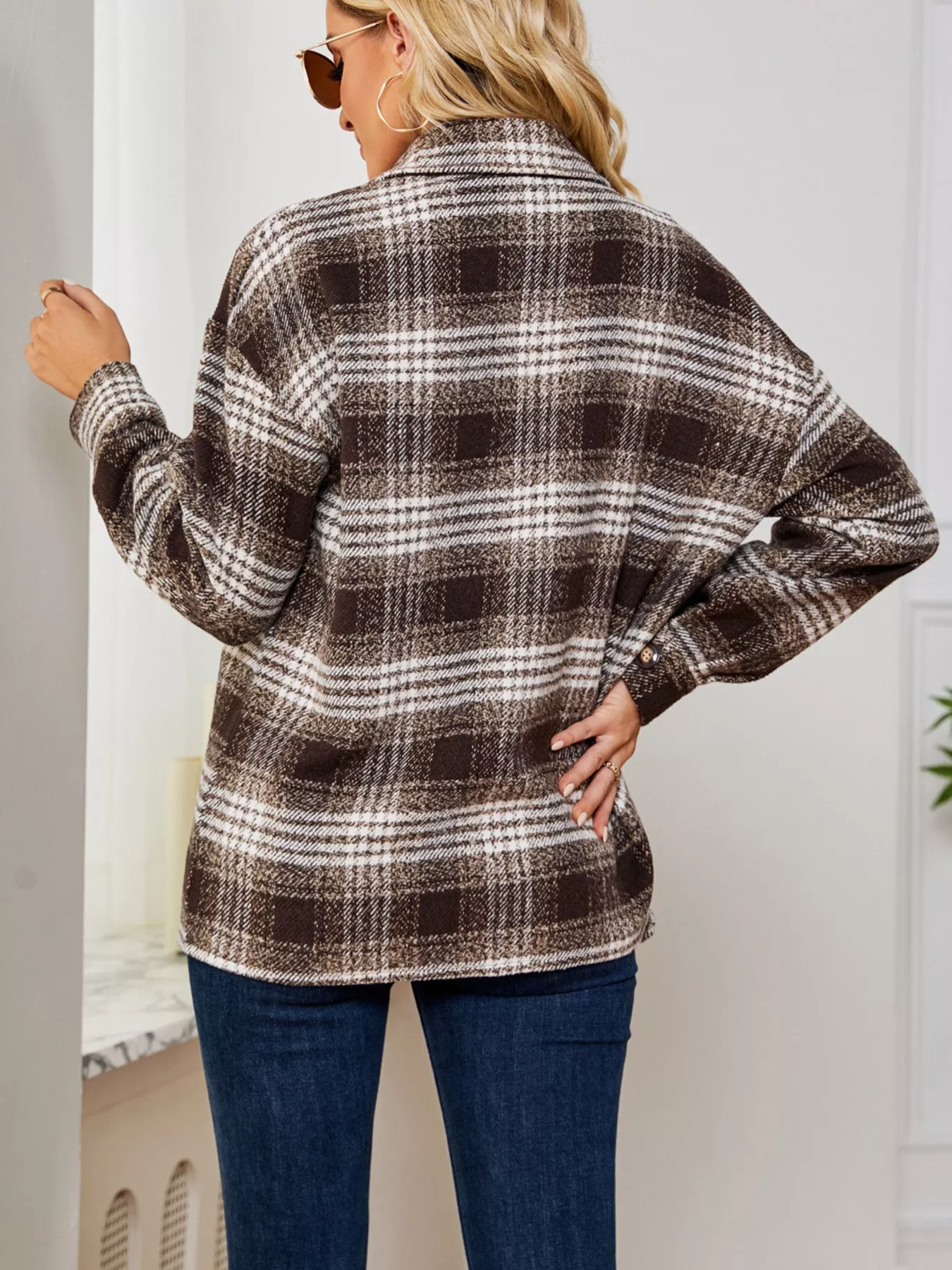 Plaid Button Up Long Sleeve Shacket - Image 18