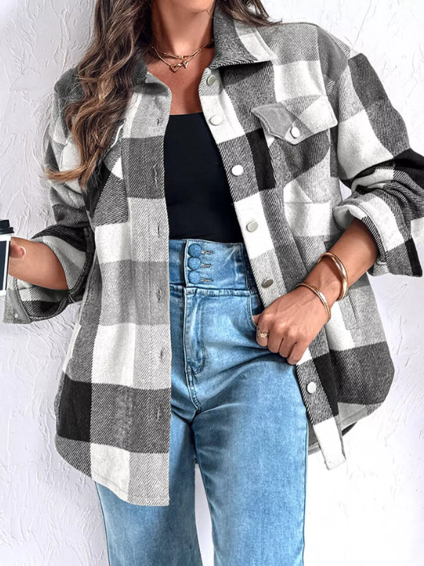 Plaid Button-Up Long Sleeve Shirt - Image 8