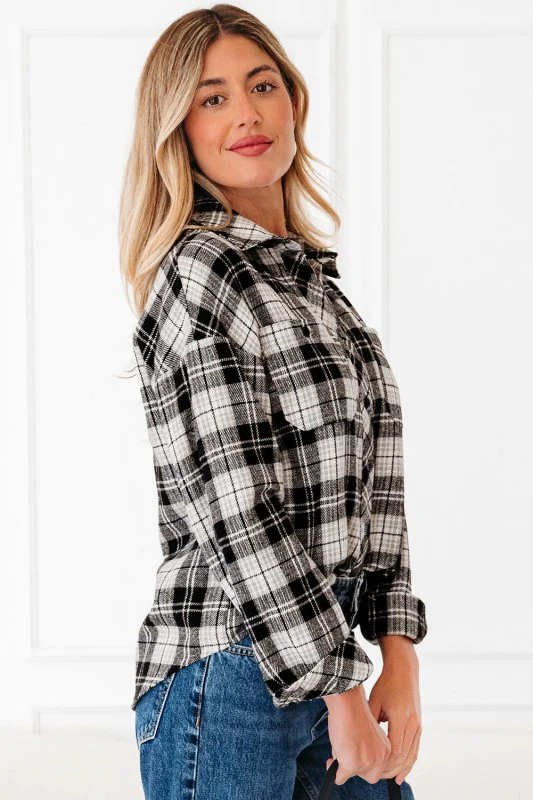 Plaid Chest Pocket Long Sleeve Buttoned Shirt - Image 3