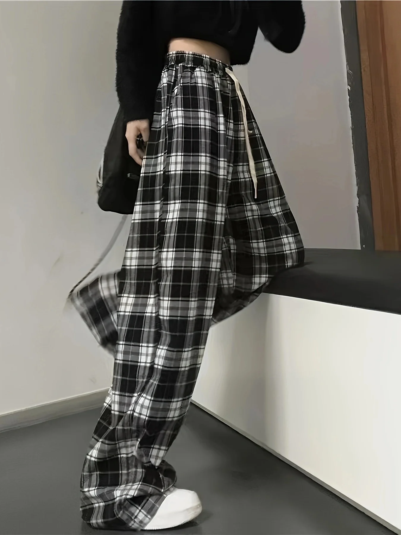 Plaid High Waist Wide Leg Pants - Image 3