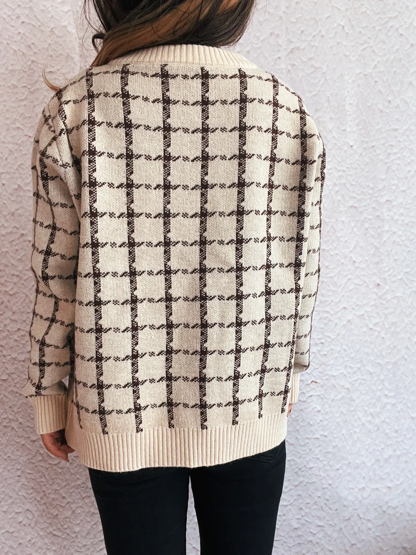 Plaid Pattern Zip Up Cardigan - Image 10
