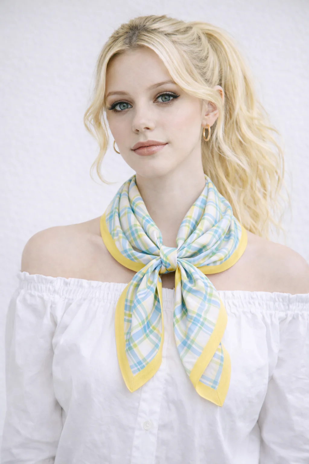 Plaid Print Square Scarf - Image 11