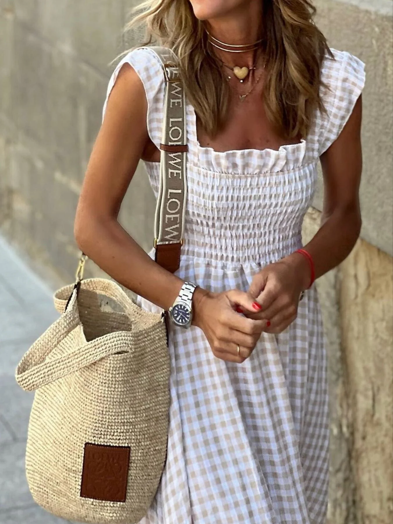 Plaid Ruffle Sleeve Maxi Dress - Image 3
