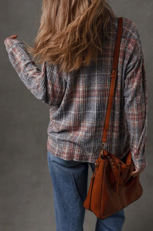 Plaid Textured Button-Up Chest Pocket Shirt - Image 2