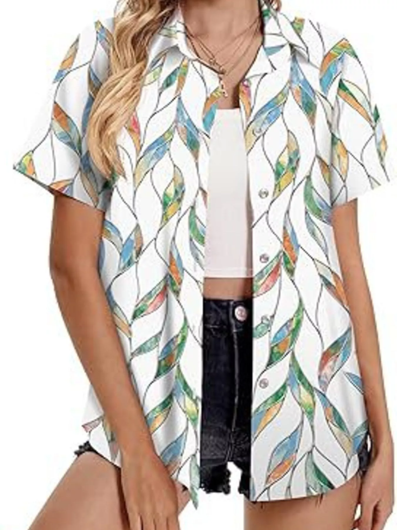 Plant Print Short Sleeve Shirt - Image 17