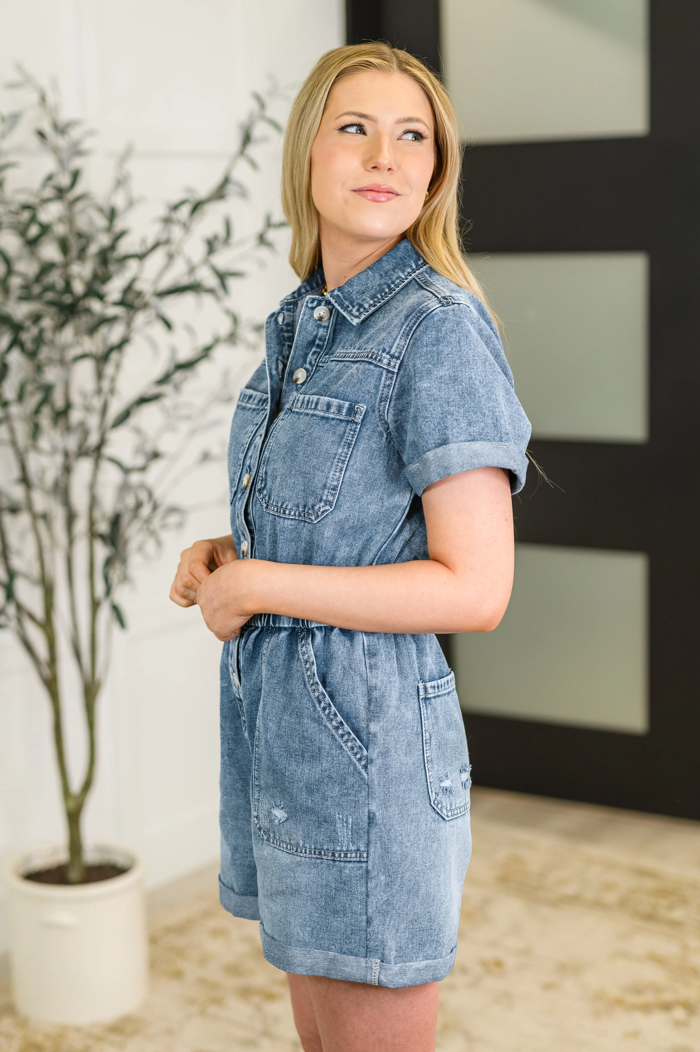 Pleasant and Relevant Denim Romper - Image 2