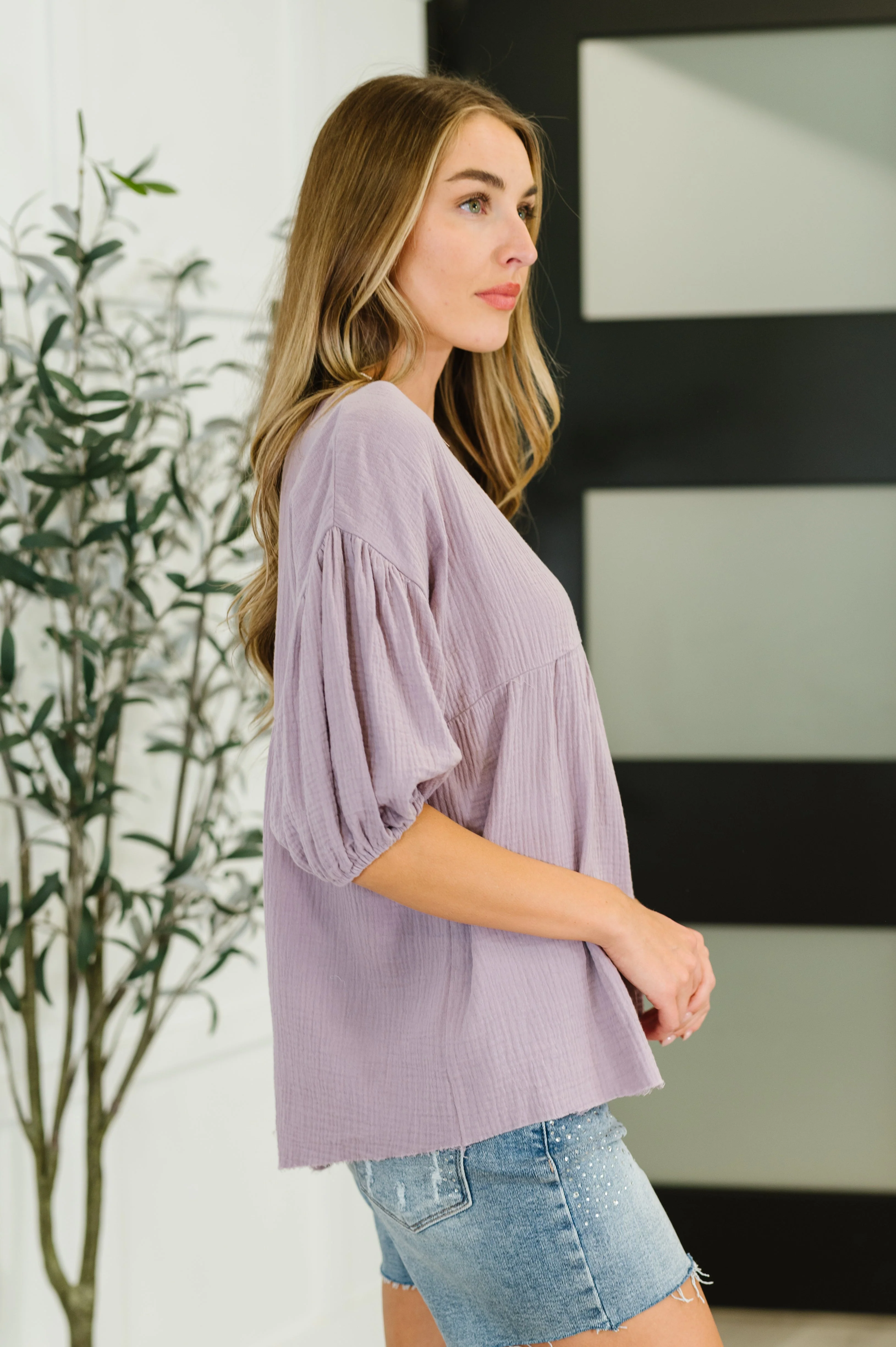 Pleasantly Perfect Bubble Sleeve Peasant Blouse - Image 4