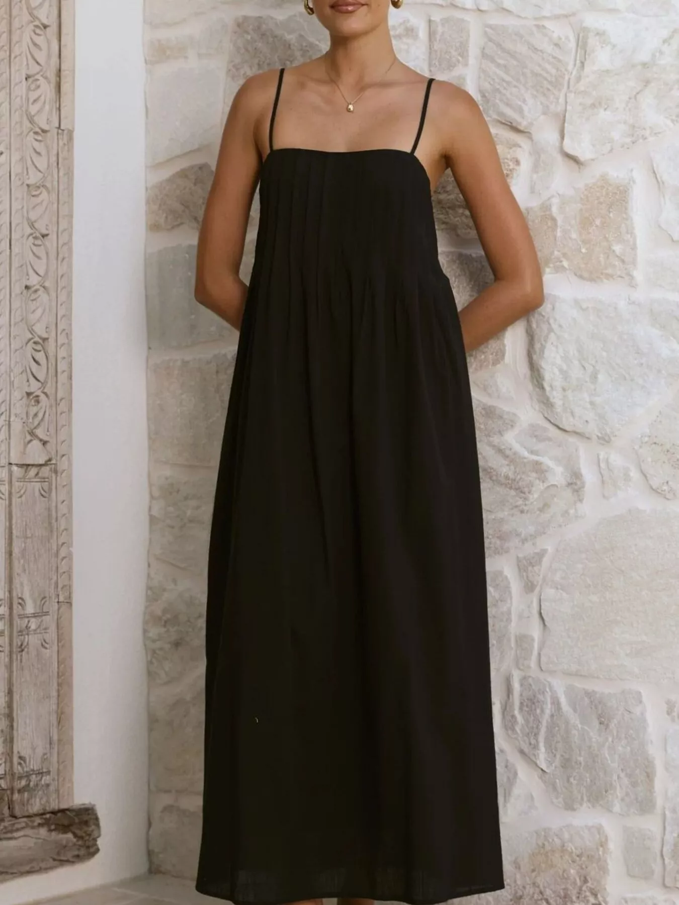 Pleated Bodice Midi Cami Dress - Image 14