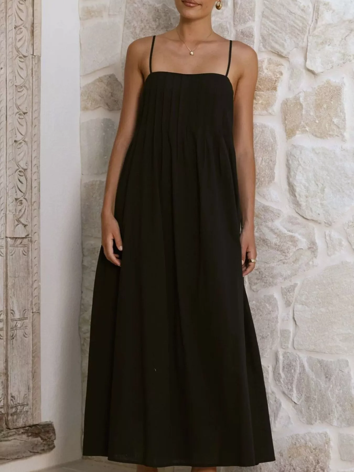 Pleated Bodice Midi Cami Dress - Image 15