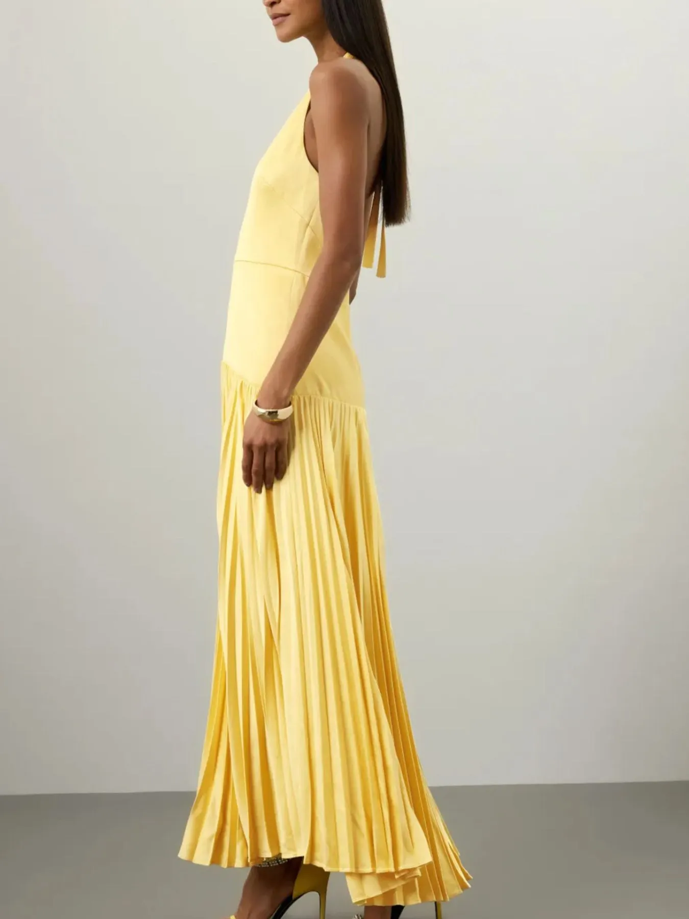 Pleated Halter Neck Maxi Dress - Image 6