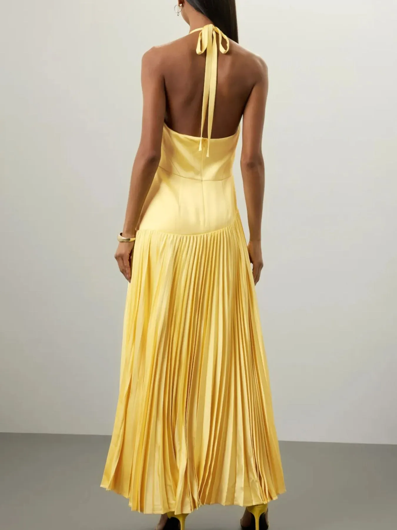 Pleated Halter Neck Maxi Dress - Image 7