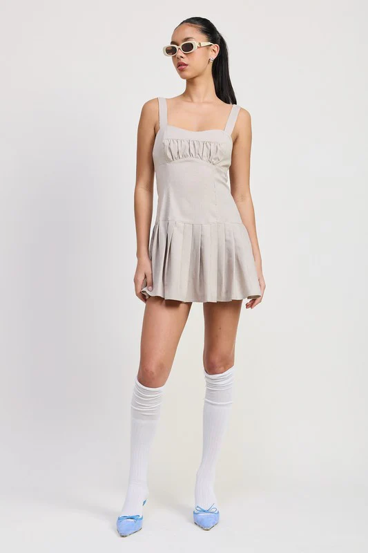 PLEATED MINI DRESS WITH BACK TIES - Image 5