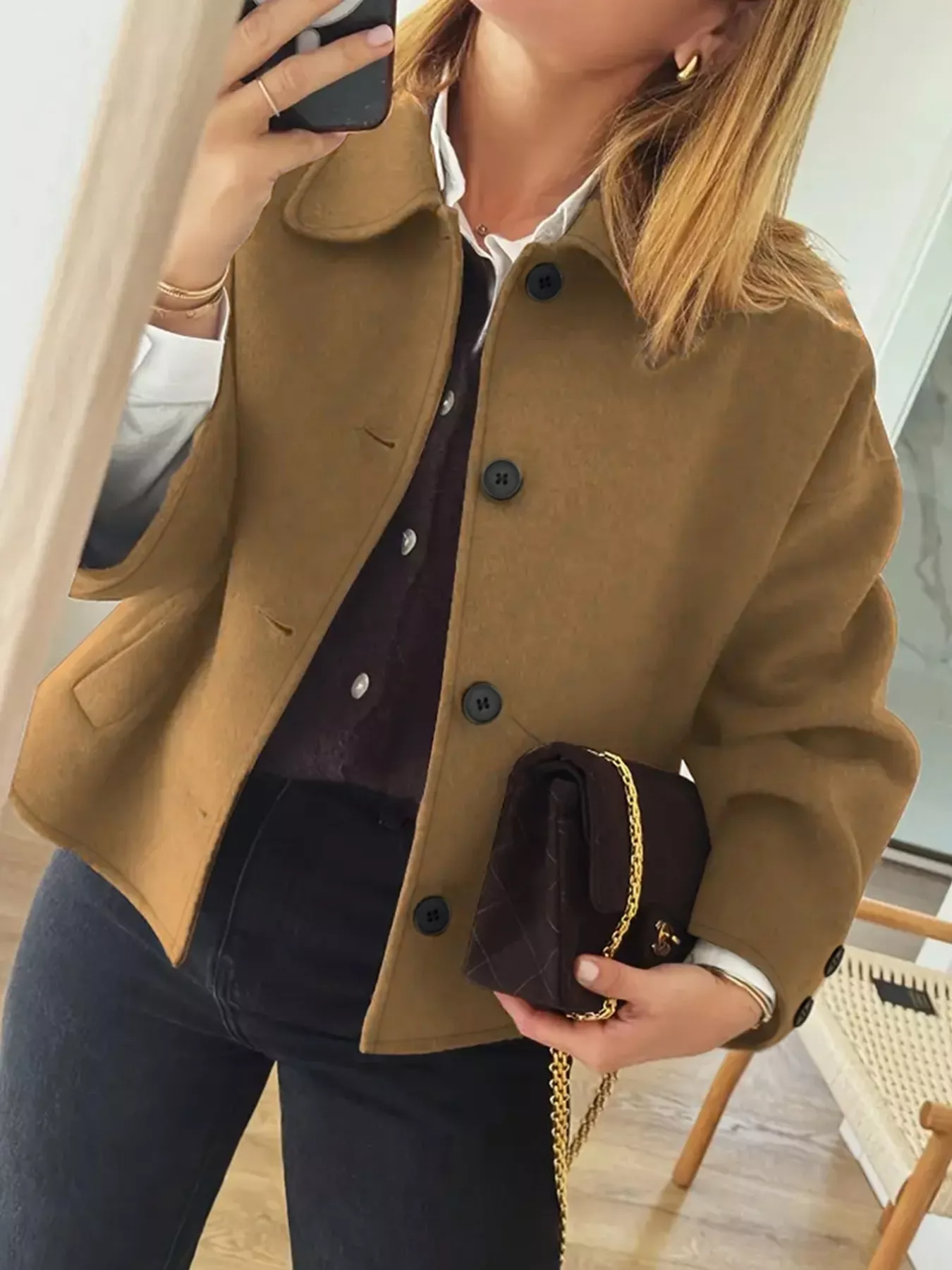 Plus Size Button-Down Cropped Outerwear - Image 2