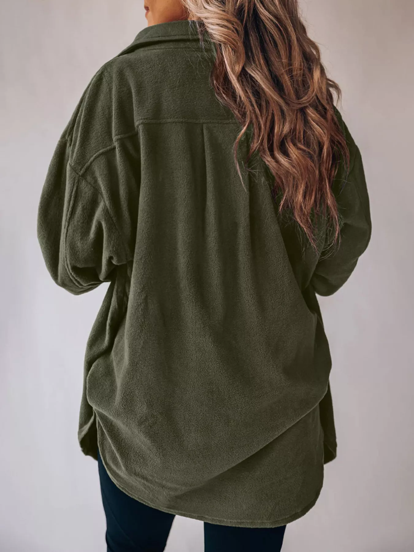 Plus Size Button-Down Dropped Shoulder Shacket - Image 4