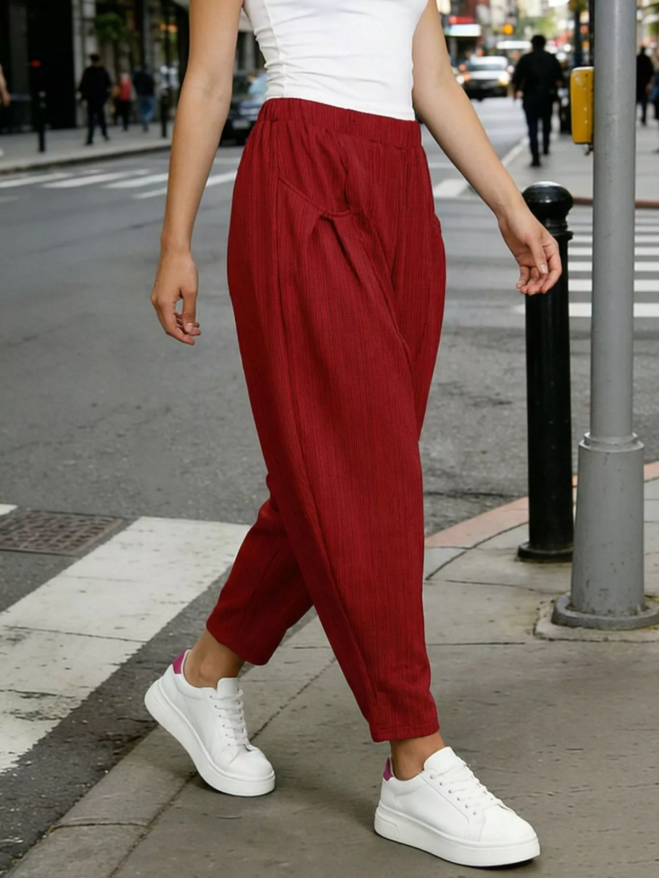Plus Size Casual Elastic Waist Harem Pants - Image 12