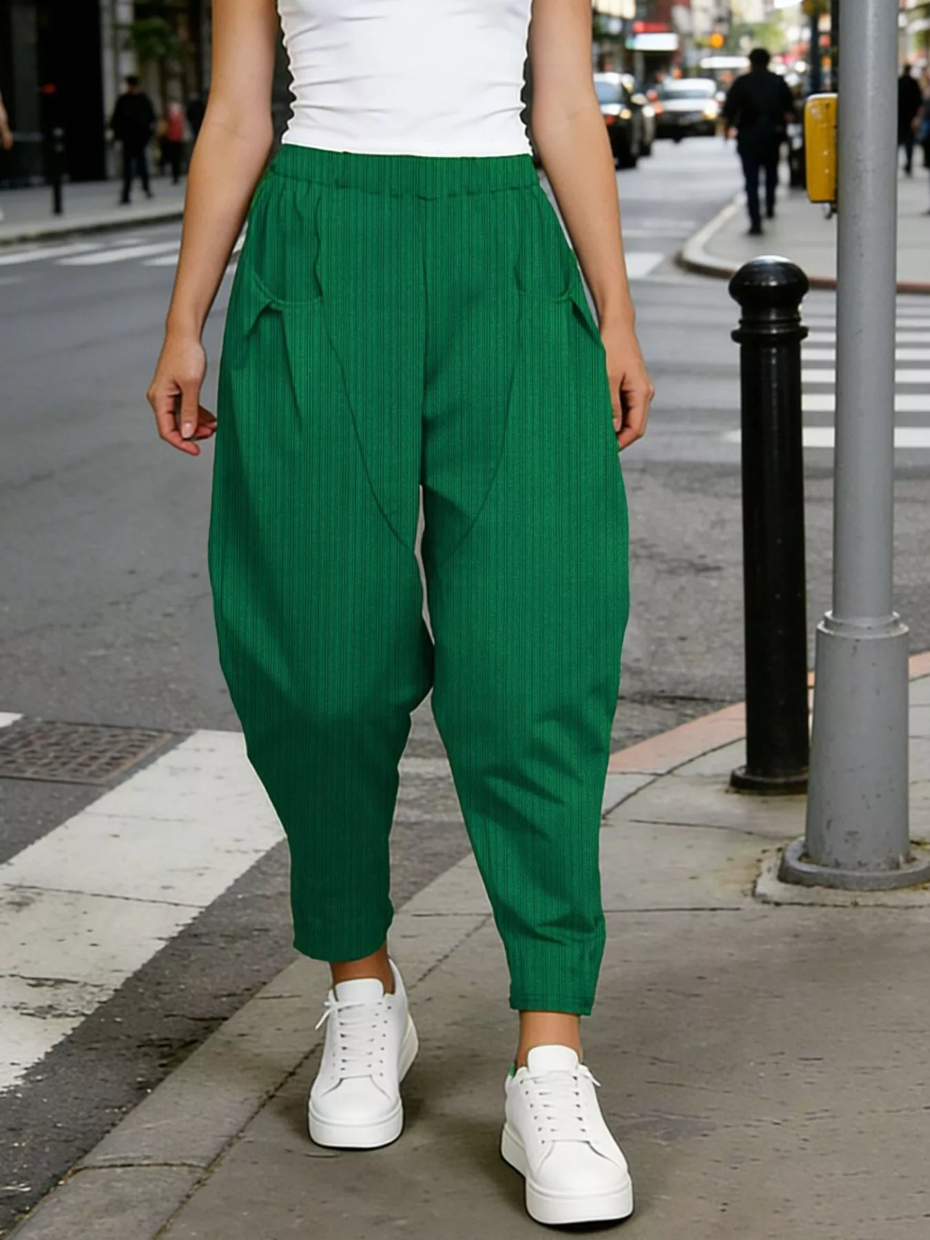 Plus Size Casual Elastic Waist Harem Pants - Image 17