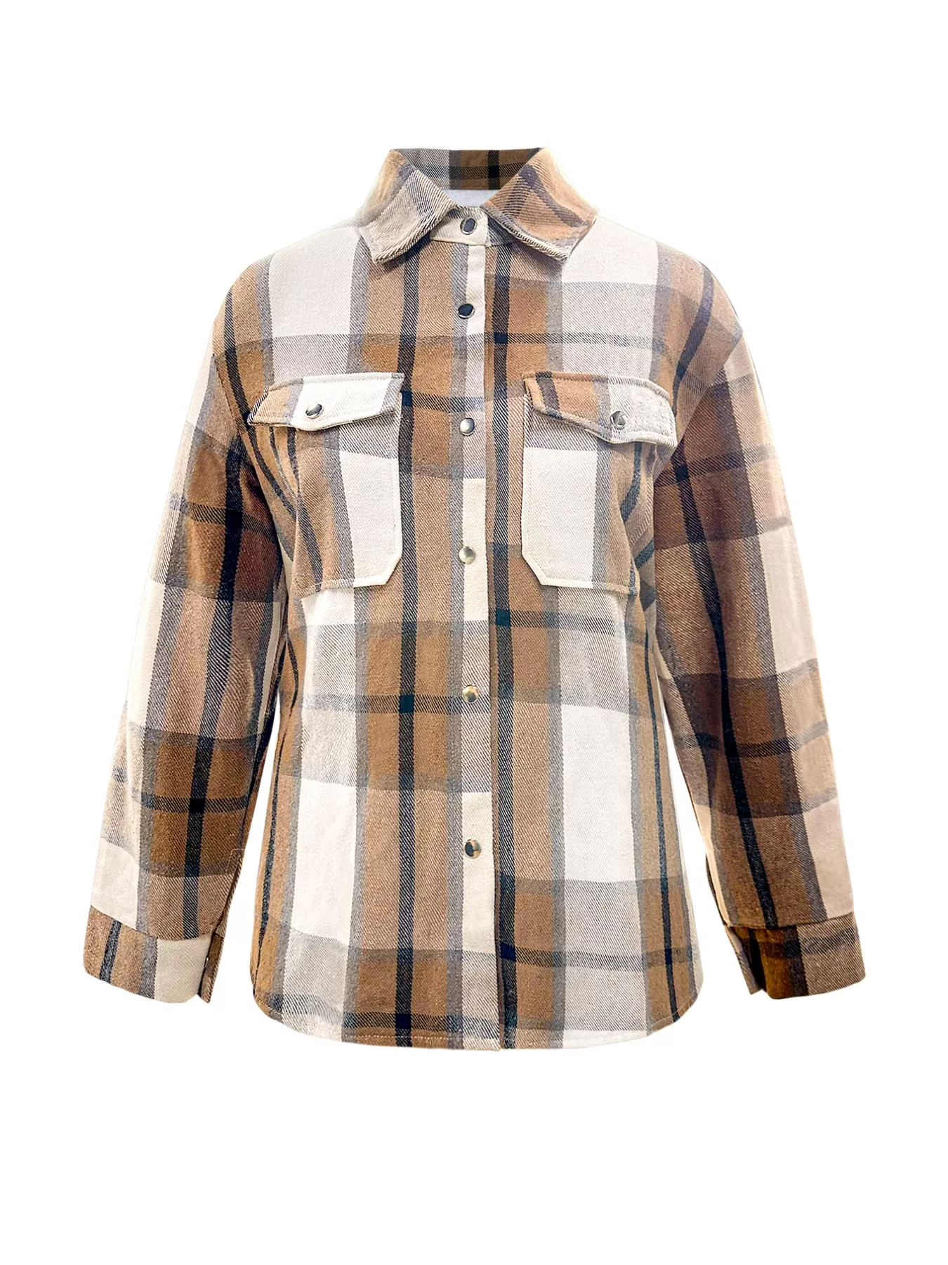 Plus Size Casual Plaid Button-Down Shirt - Image 3