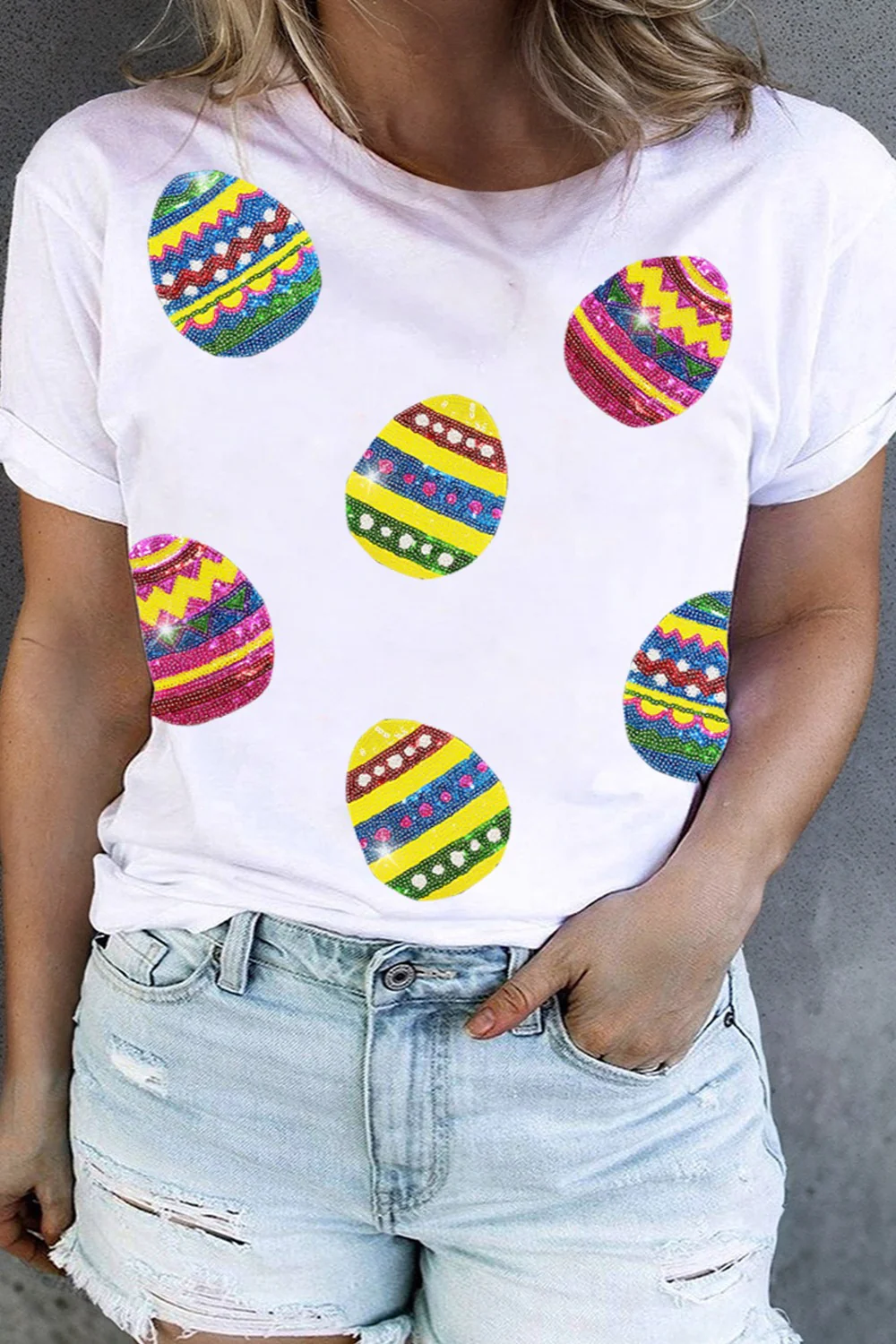 Plus Size Easter Round Neck Short Sleeve T-Shirt - Image 3