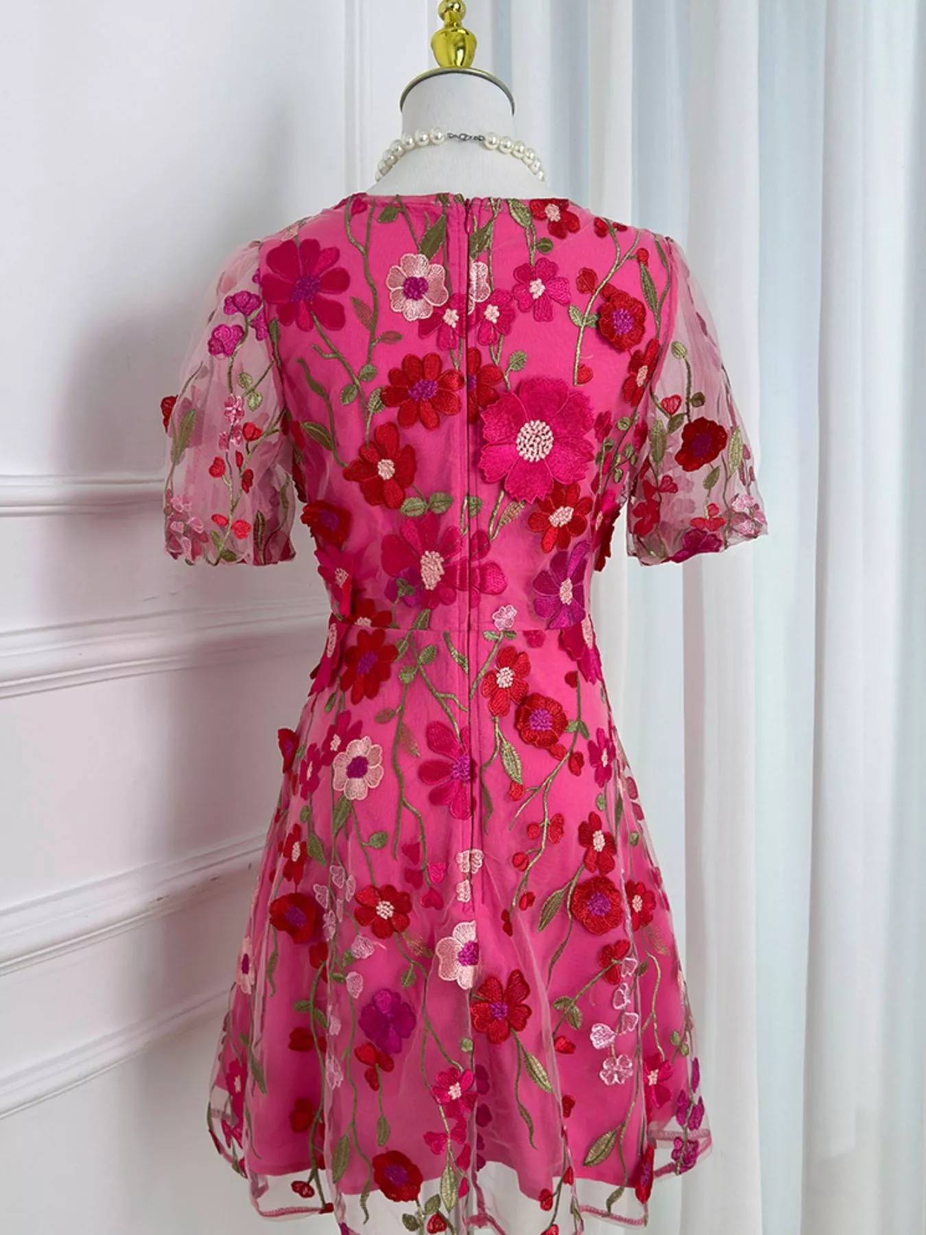 Plus Size Embroidered Floral V-Neck Mini Dress - Image 26