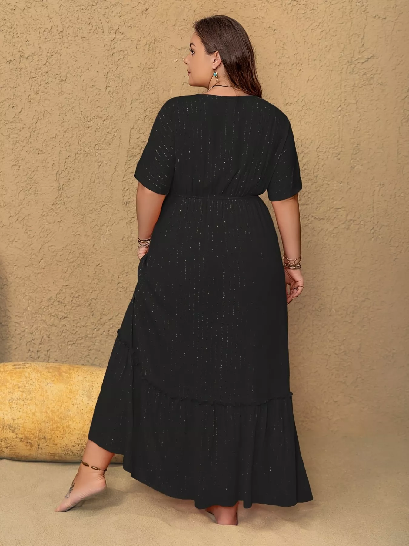 Plus Size Embroidered V-Neck Maxi Dress - Image 4