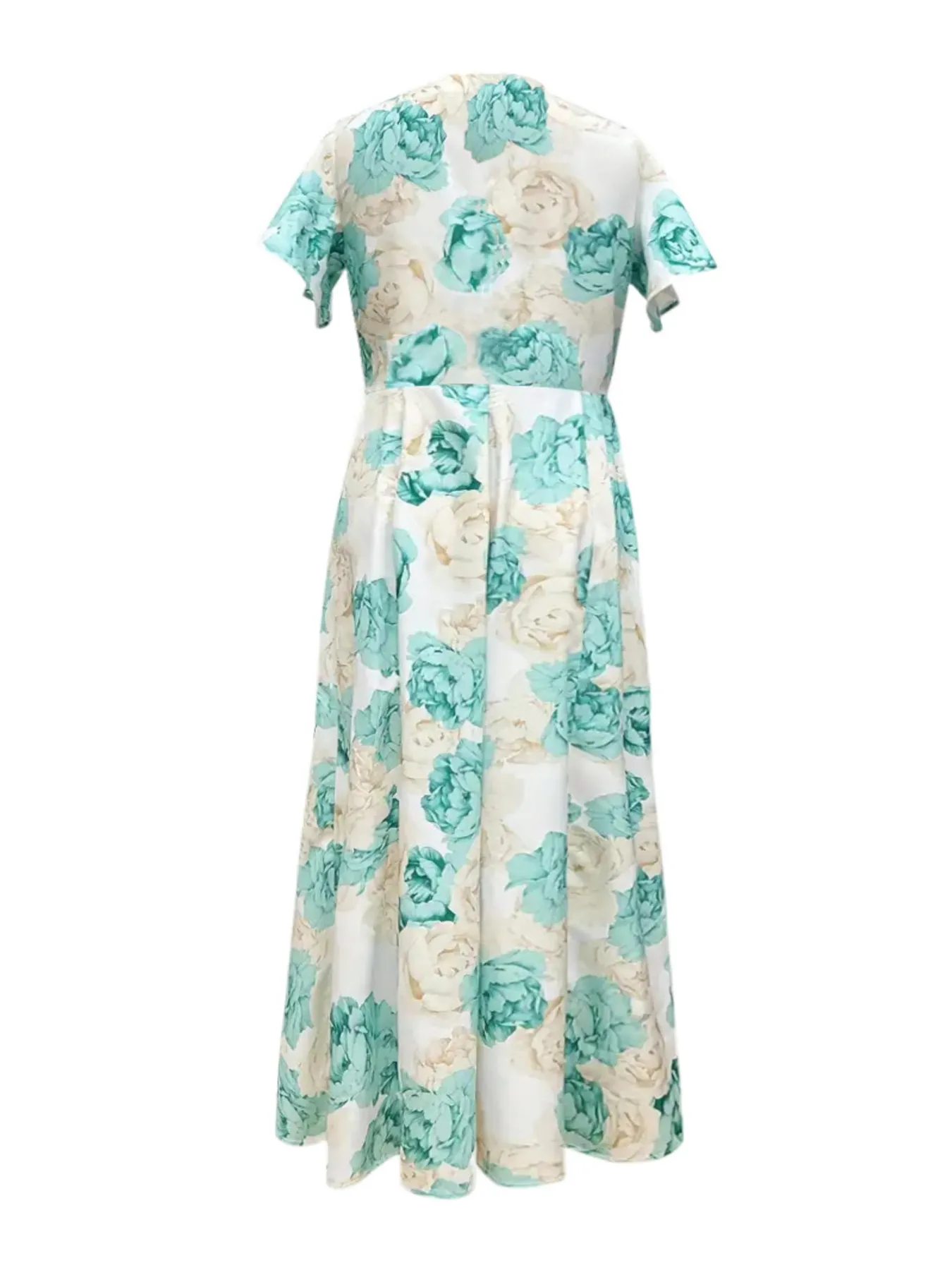 Plus Size Floral Print V-Neck Maxi Dress with Flutter Sleeves - Image 5