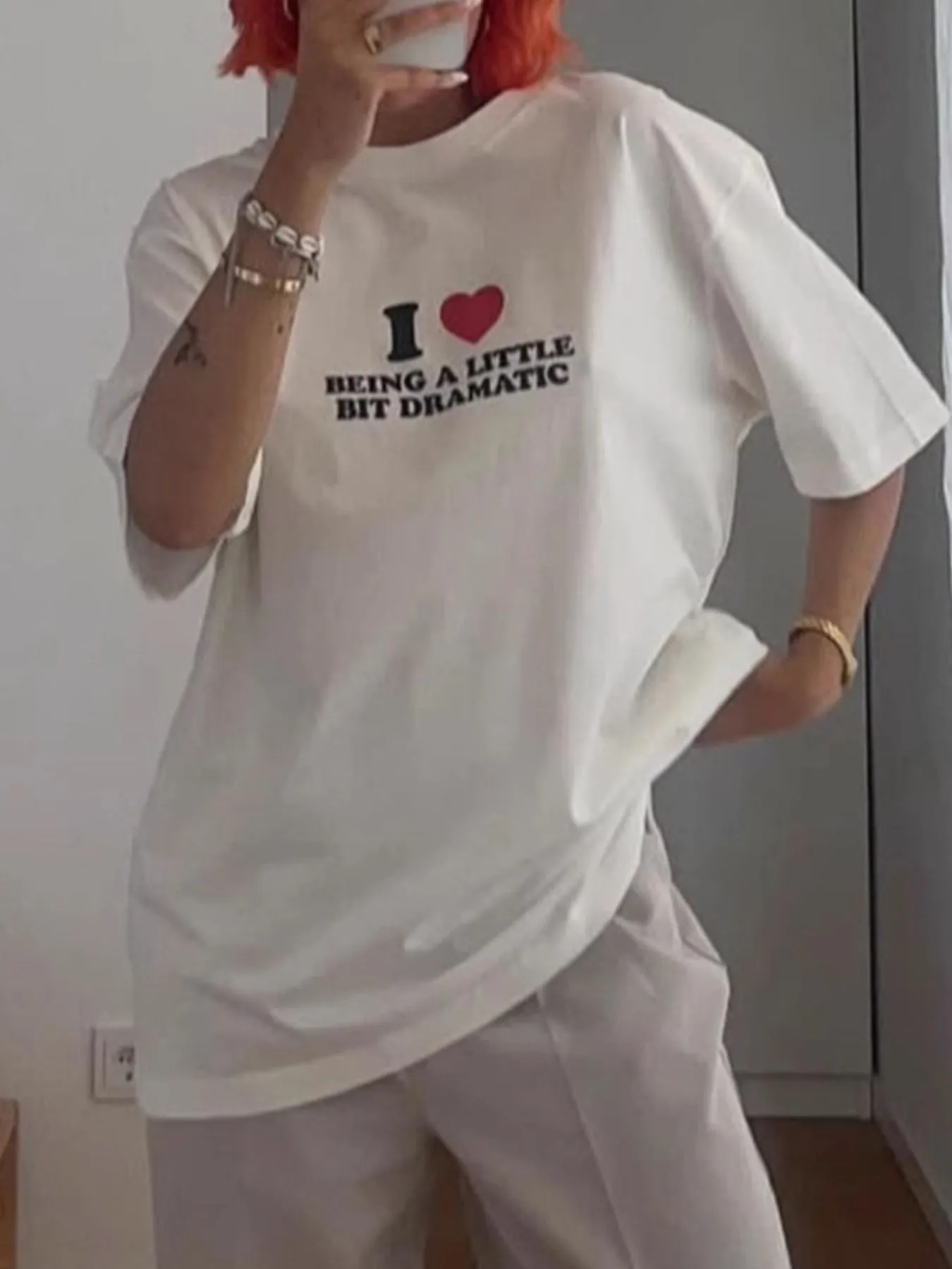 Plus Size Letter Graphic Round Neck Short Sleeve T-Shirt - Image 4
