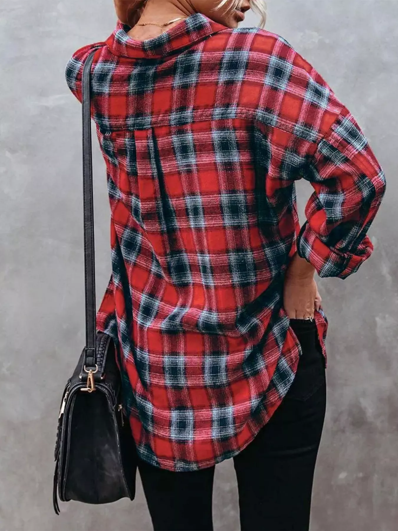 Plus Size Plaid Button-Down Shirt - Image 3