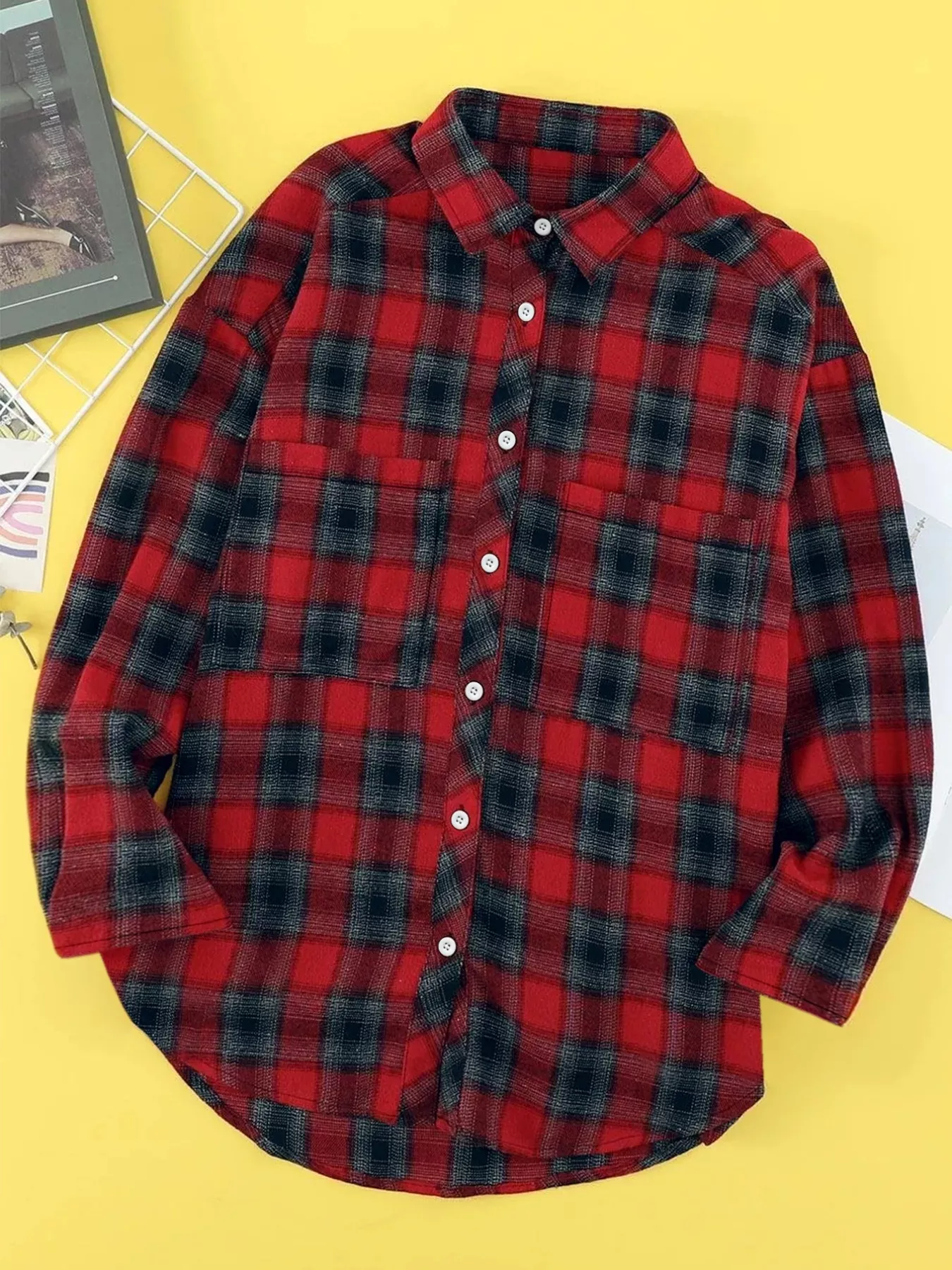 Plus Size Plaid Button-Down Shirt - Image 5
